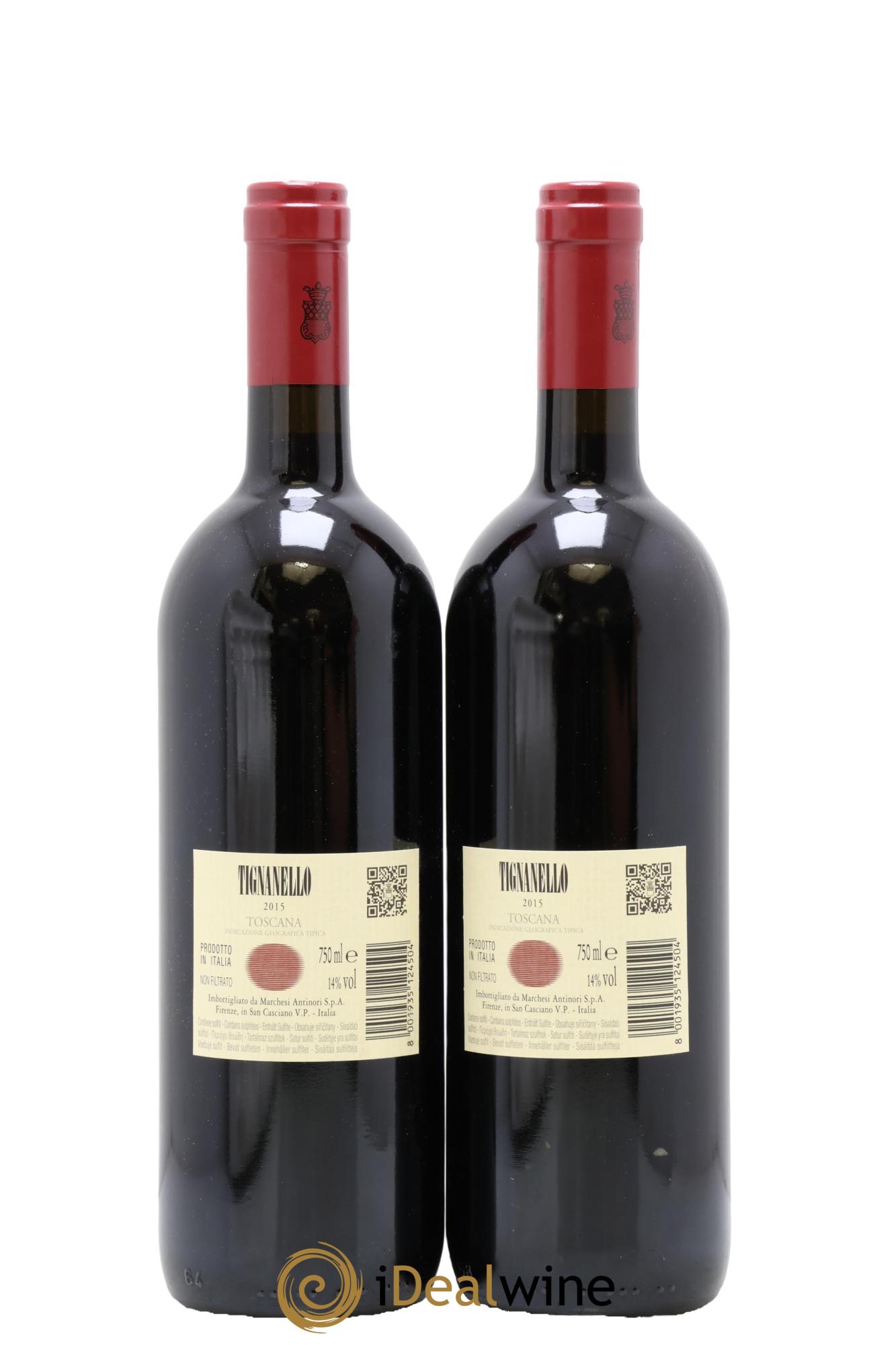 Toscana IGT Tignanello Tenuta Tignanello - Marchesi Antinori 2015 - Lot de 2 bouteilles - 1