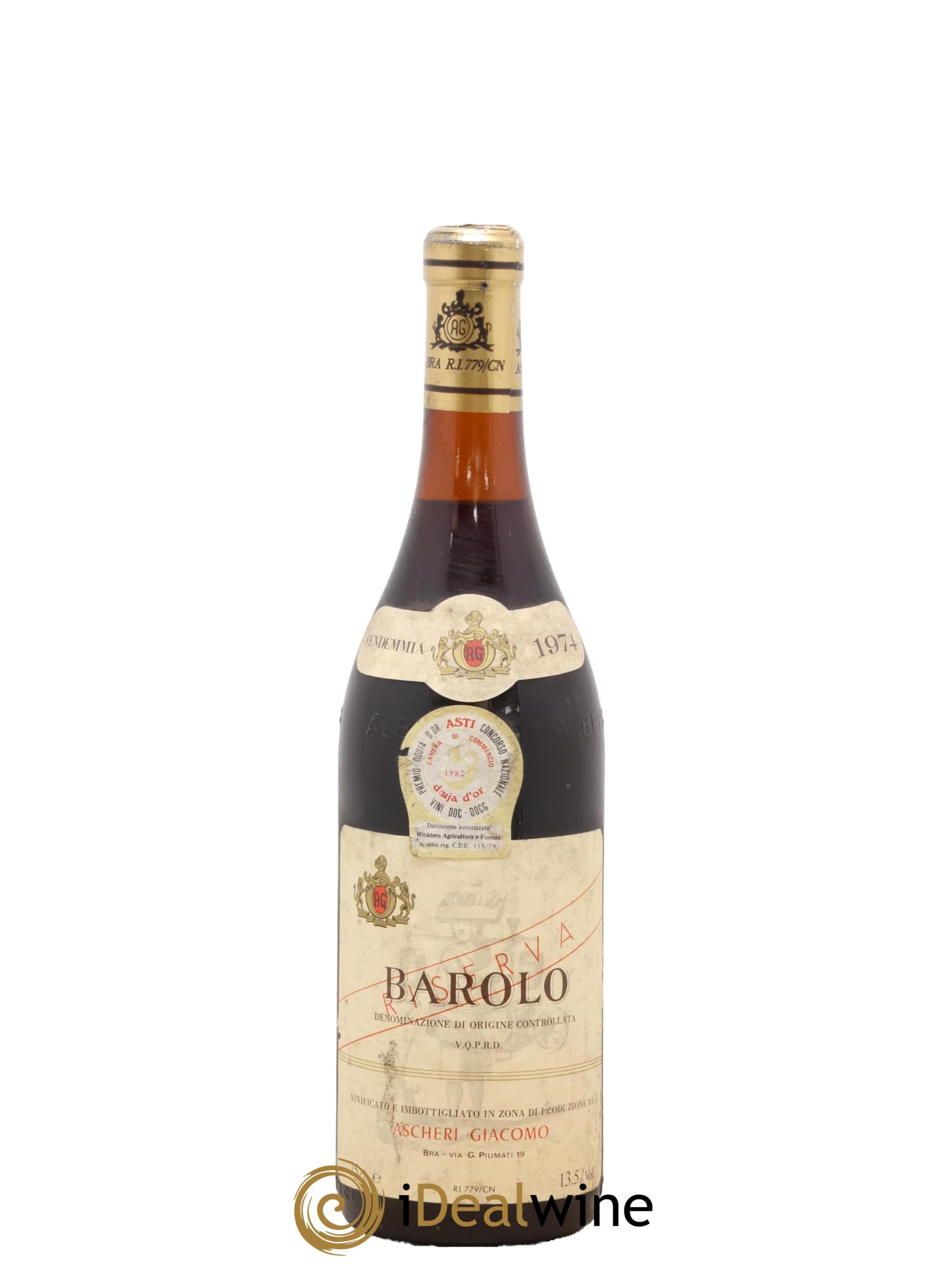 Barolo Riserva Ascheri Giacomo 1974 - Lot de 1 bouteille - 0