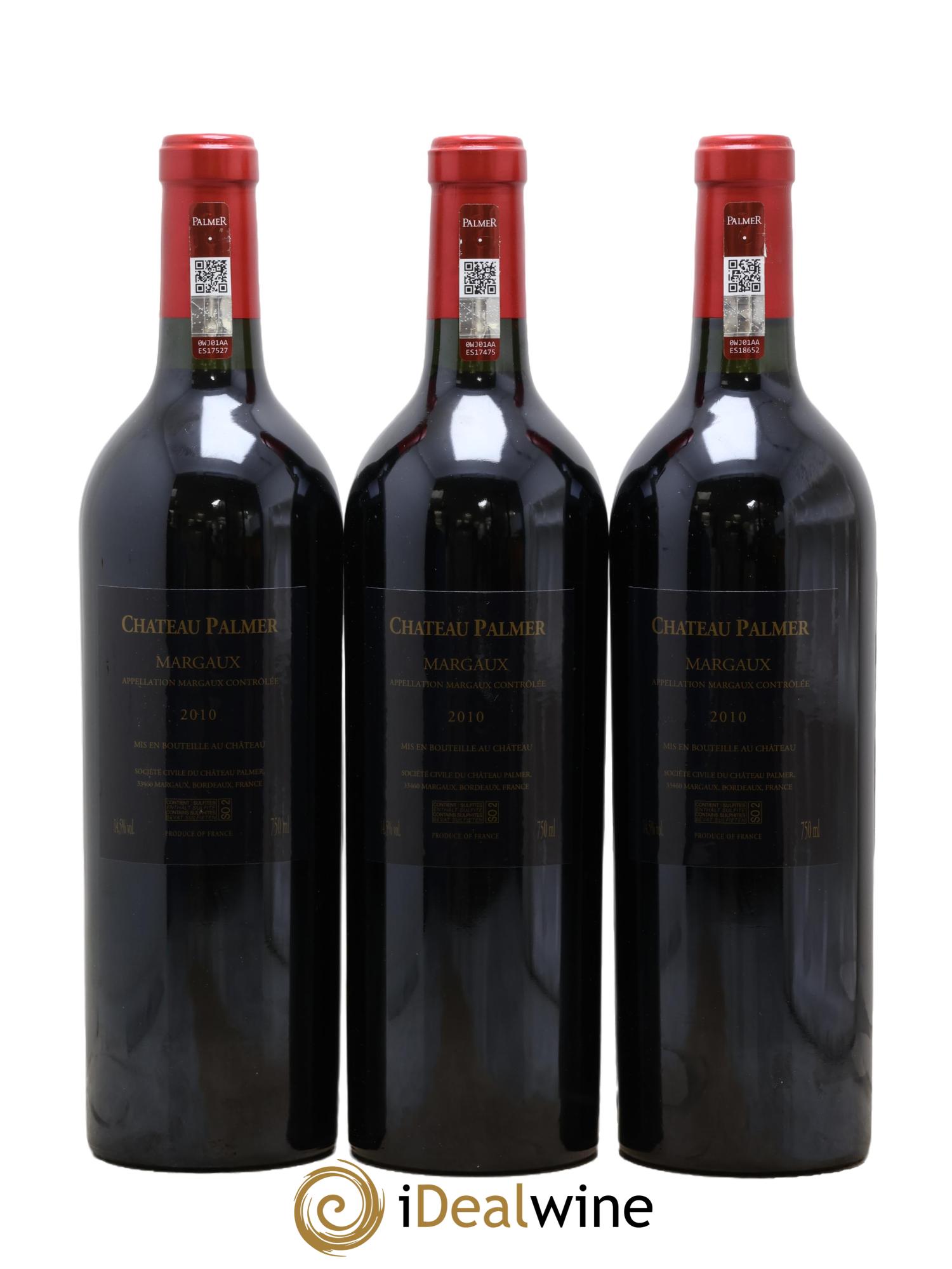 Château Palmer 3ème Grand Cru Classé 2010 - Lot of 3 bottles - 1
