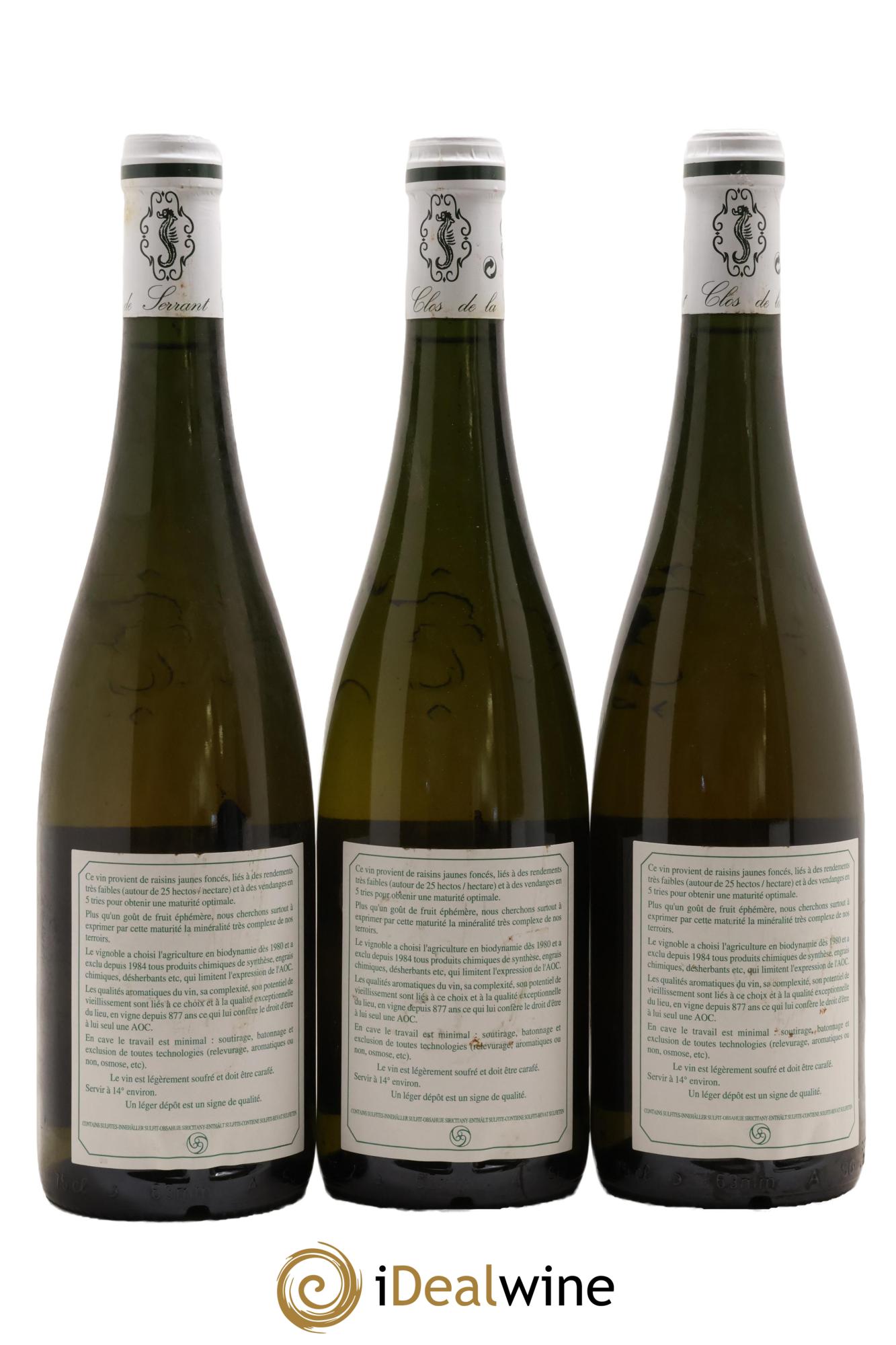 Savennières Clos de la Coulée de Serrant Vignobles de la Coulée de Serrant - Nicolas Joly 2012 - Lot de 3 bouteilles - 1