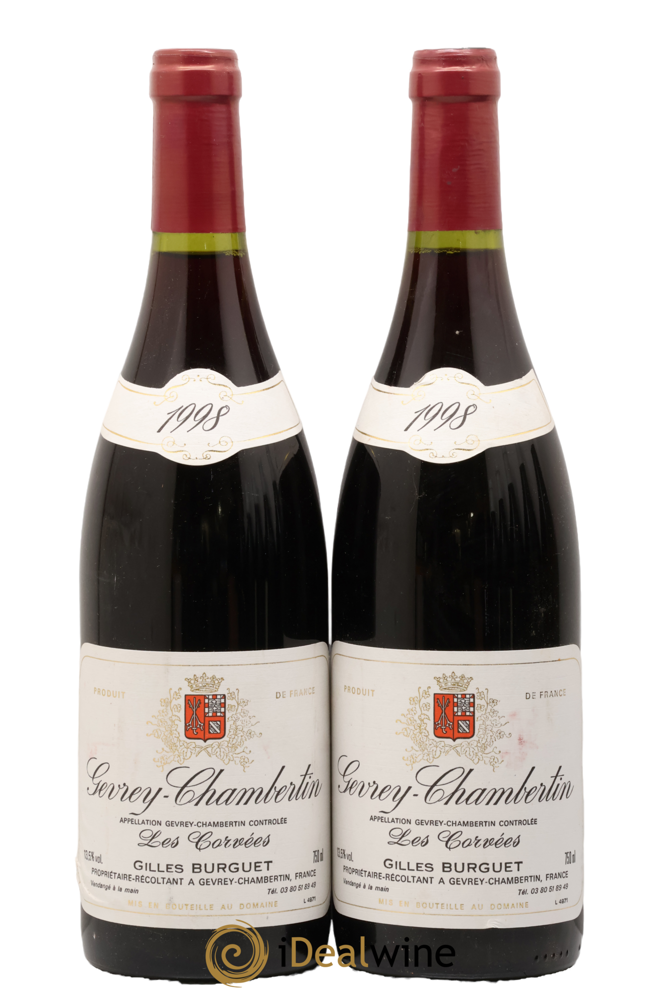 Gevrey-Chambertin Les Corvees Gilles Burguet 1998 - Lot of 2 bottles - 0