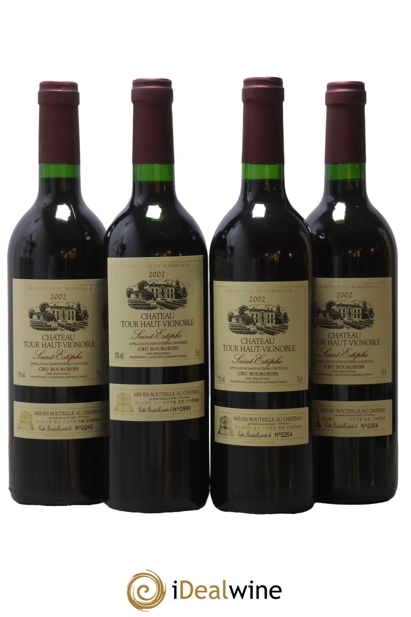 Saint-Estèphe Château Tour Haut-Vignoble 2002 - Posten von 4 Flaschen - 0