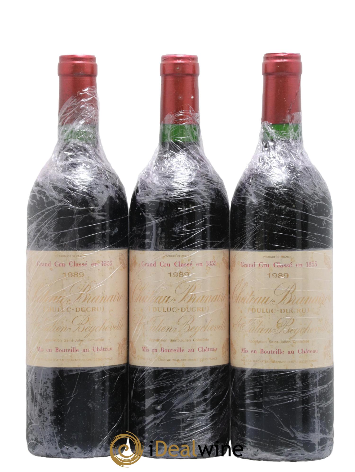Château Branaire Ducru 4ème Grand Cru Classé 1989 - Lot de 3 bouteilles - 0