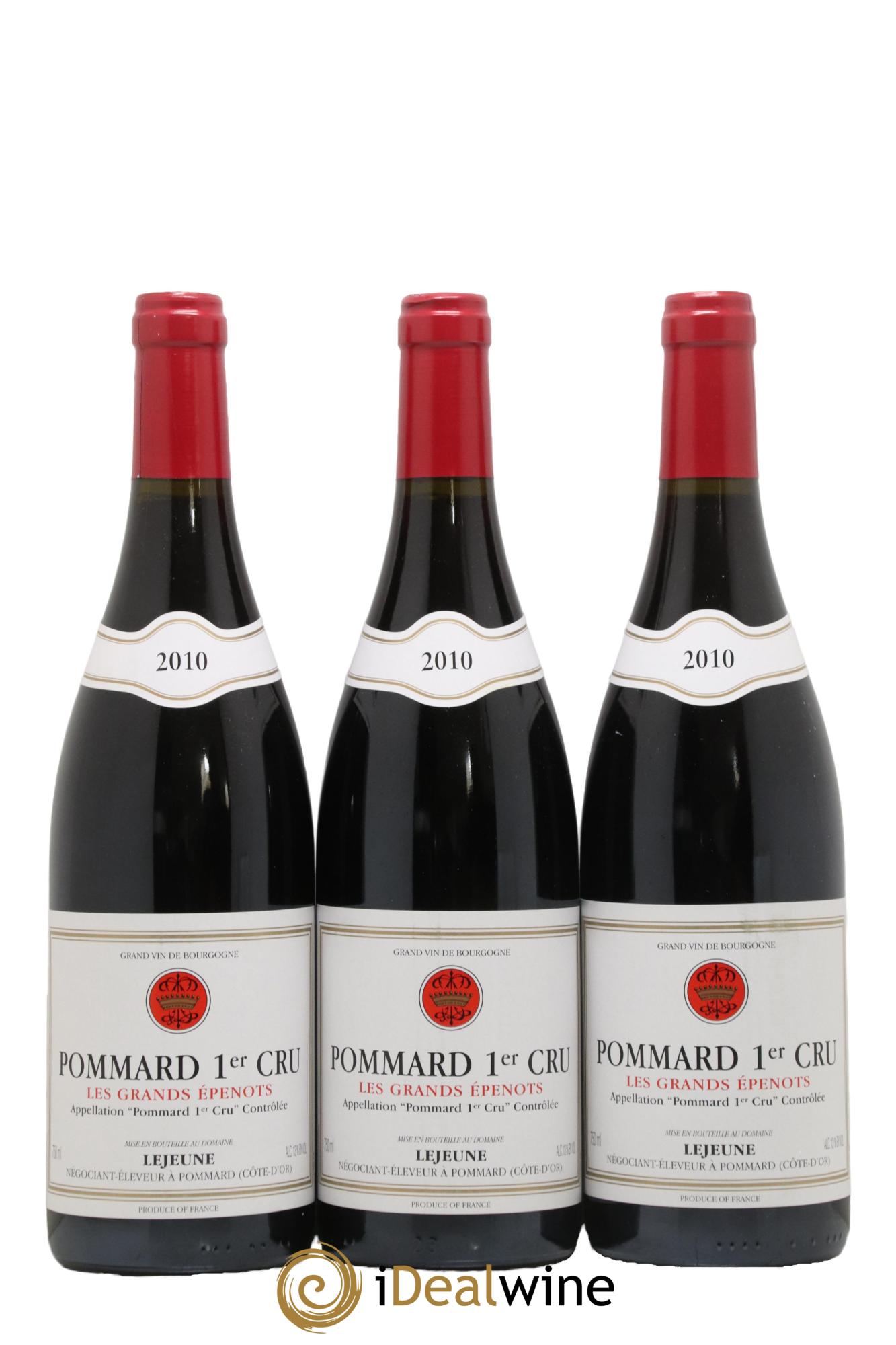 Pommard 1er Cru Grand Epenots Lejeune 2010 - Lot de 3 bouteilles - 0