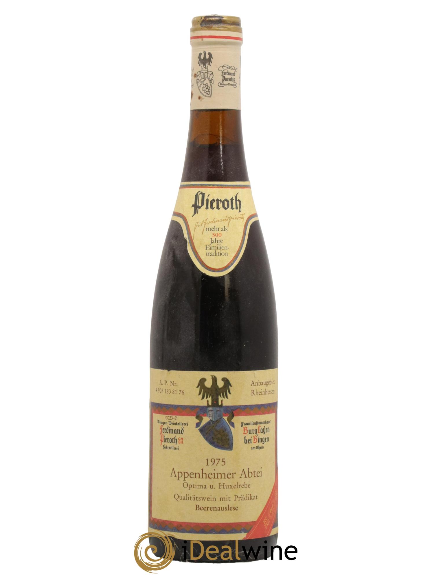 Allemagne Rheinhessen Beerenauslese Appenheimer Pieroth 1975 - Posten von 1 Flasche - 0