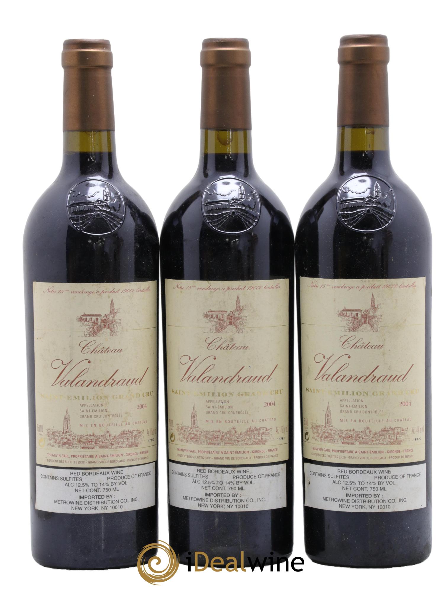 Château de Valandraud 1er Grand Cru Classé B depuis 2012 2004 - Lot de 3 bouteilles - 0