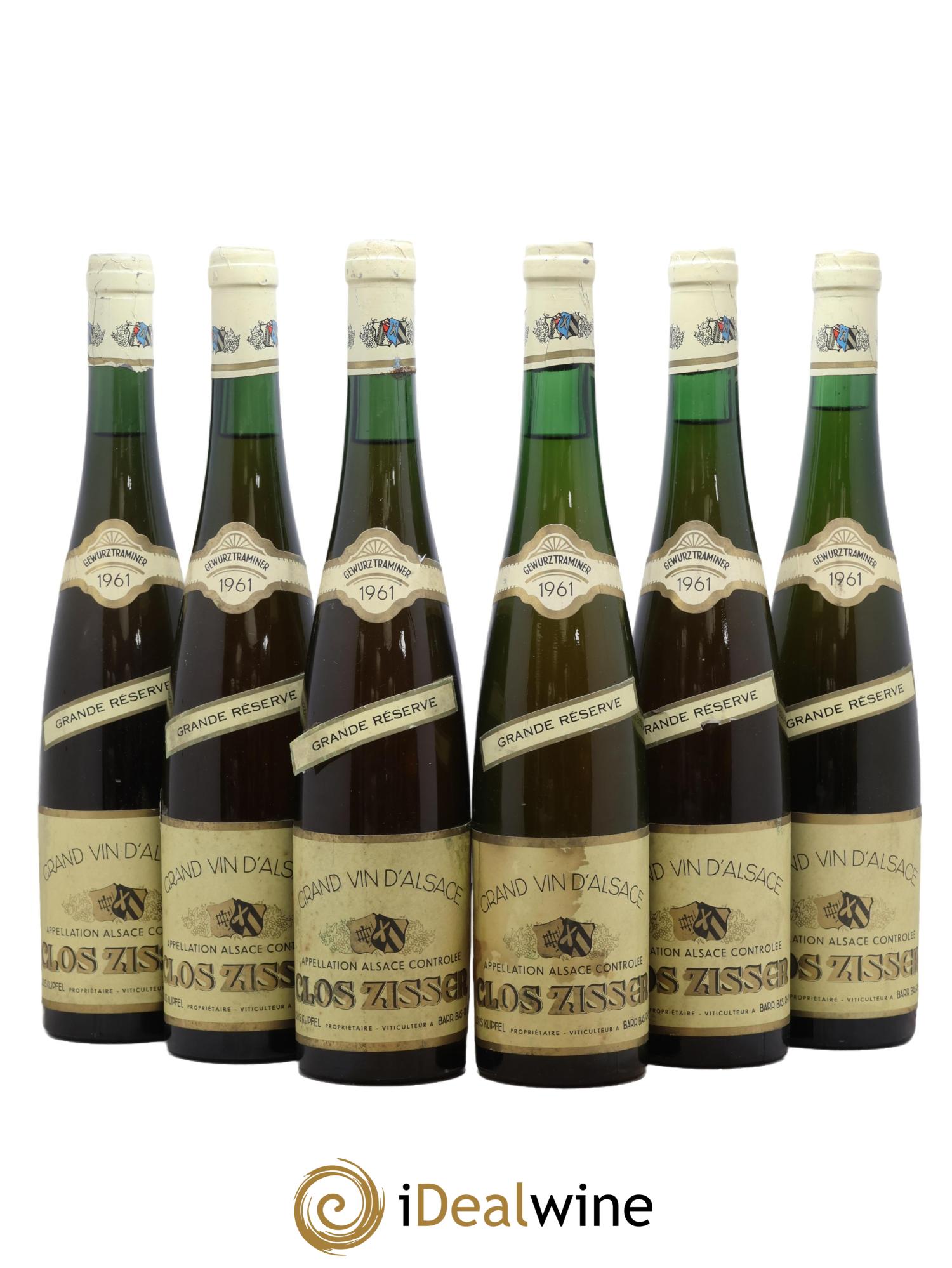 Alsace Gewurztraminer Grande Réserve Clos Zisser Louis Klipfel 1961 - Lot de 6 bouteilles - 0