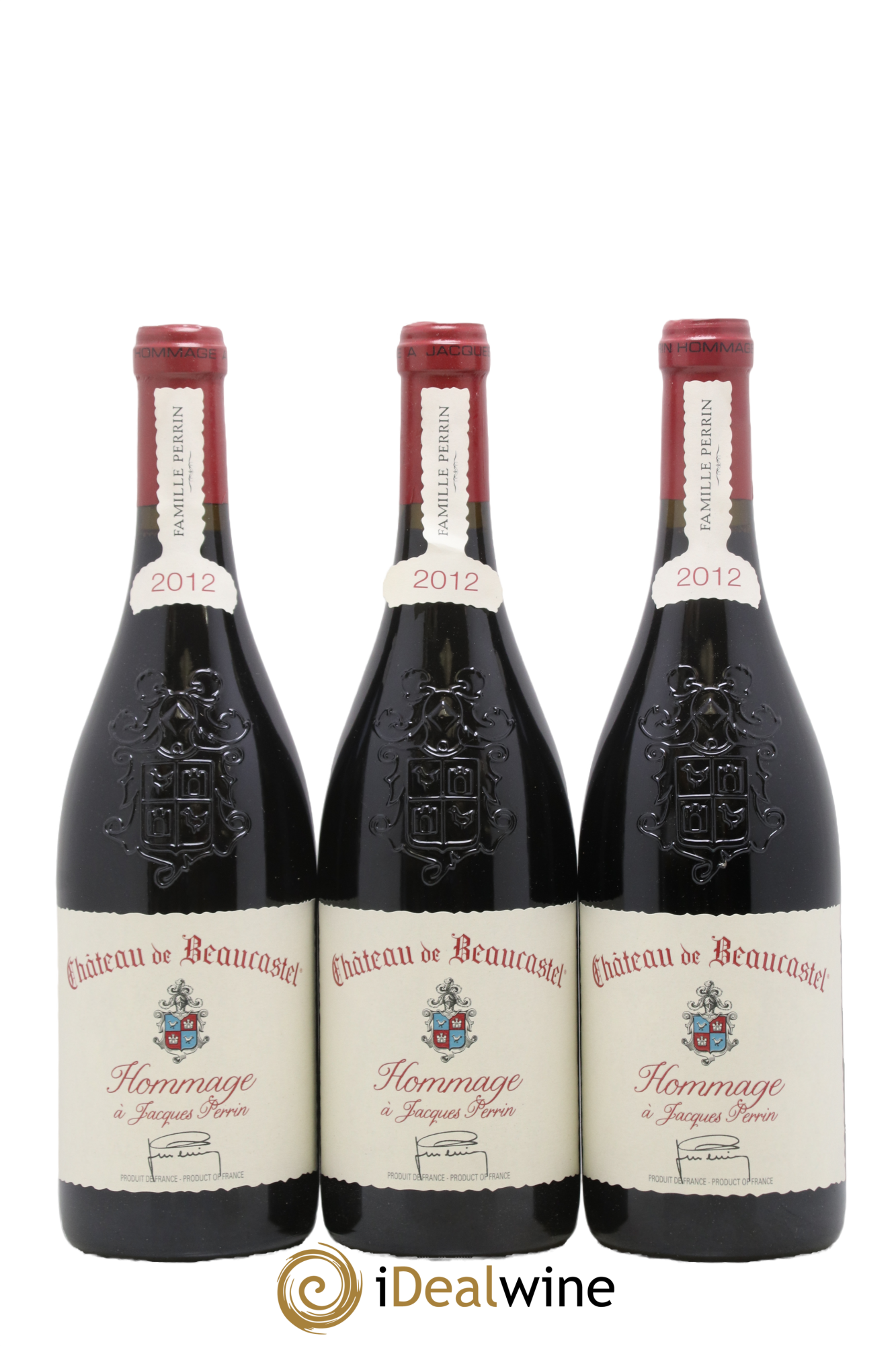 Châteauneuf-du-Pape Château de Beaucastel Hommage à Jacques Perrin Famille Perrin 2012 - Lot of 3 bottles - 0