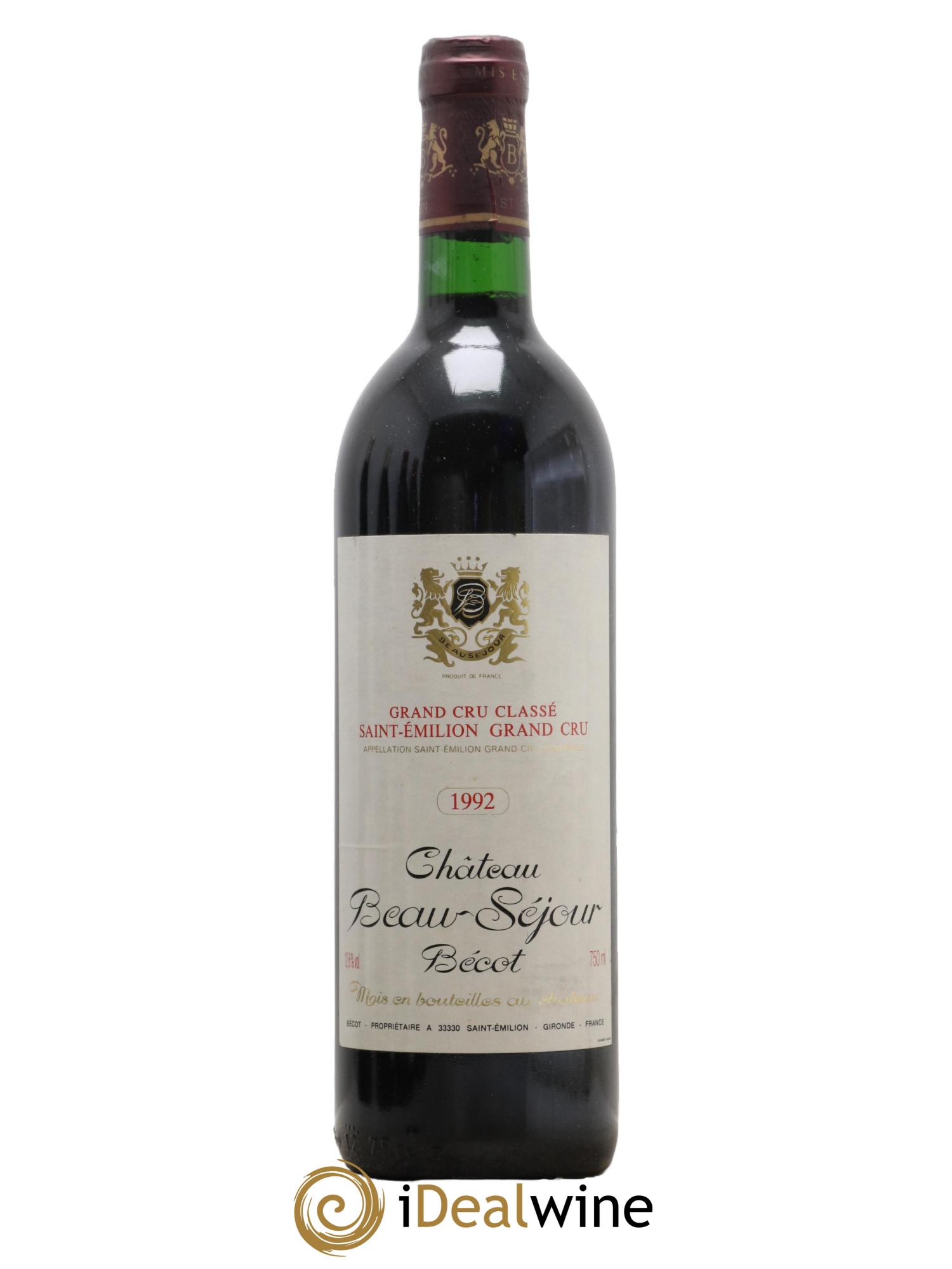 Château Beau-Séjour Bécot 1er Grand Cru Classé B 1992 - Lot de 1 bouteille - 0