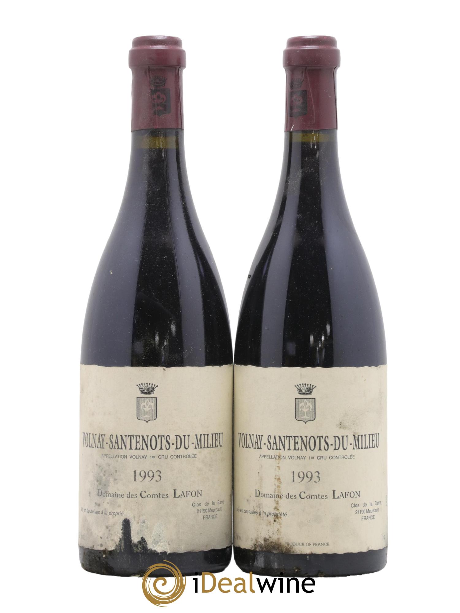 Volnay 1er Cru Santenots du Milieu Comtes Lafon (Domaine des) 1993 - Lotto di 2 bottiglie - 0