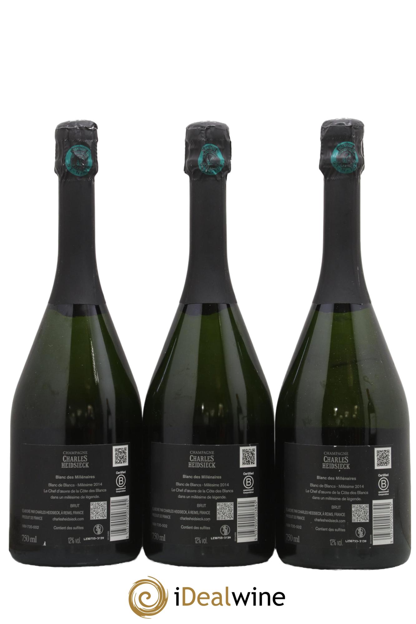 Blanc de Blancs Blanc des Millénaires Brut Charles Heidsieck 2014 - Lot de 3 bouteilles - 1