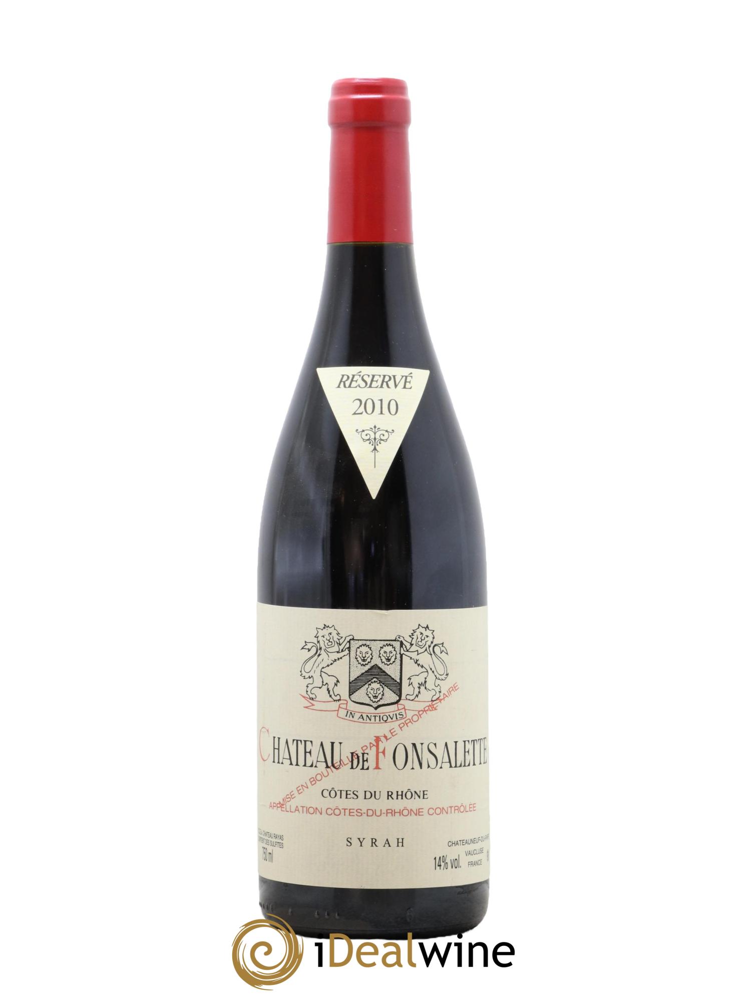 Côtes-du-Rhône Cuvée Syrah Château de Fonsalette 2010 - Lot de 1 bouteille - 0