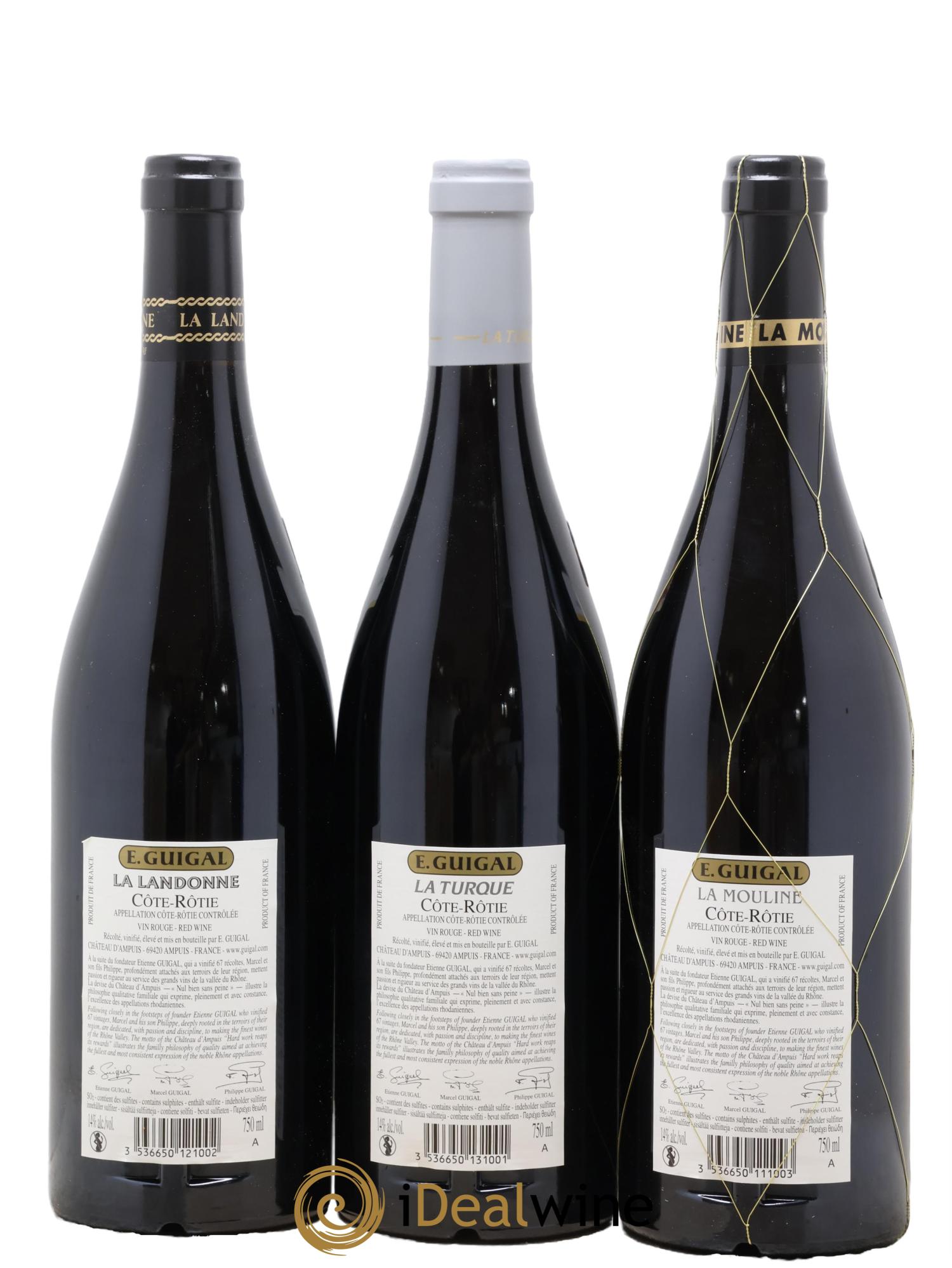 Côte-Rôtie Guigal Trilogie La Turque - La Landonne - La Mouline 2017 - Lotto di 3 bottiglie - 1
