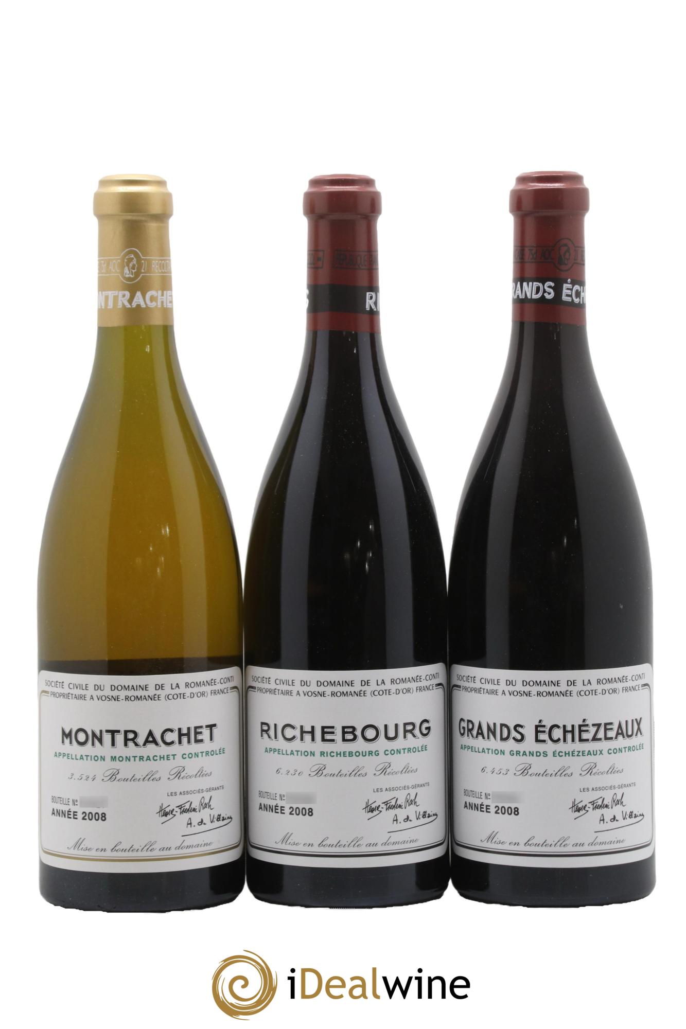Caisse Domaine de la Romanée Conti Domaine de la Romanée-Conti 1 Echézeaux, 1 Grands-Echézeaux, 1 Romanée-Saint-Vivant, 1 Richebourg, 1 Tâches, 1 Montrachet 2008 - Lot de 6 bouteilles - 1