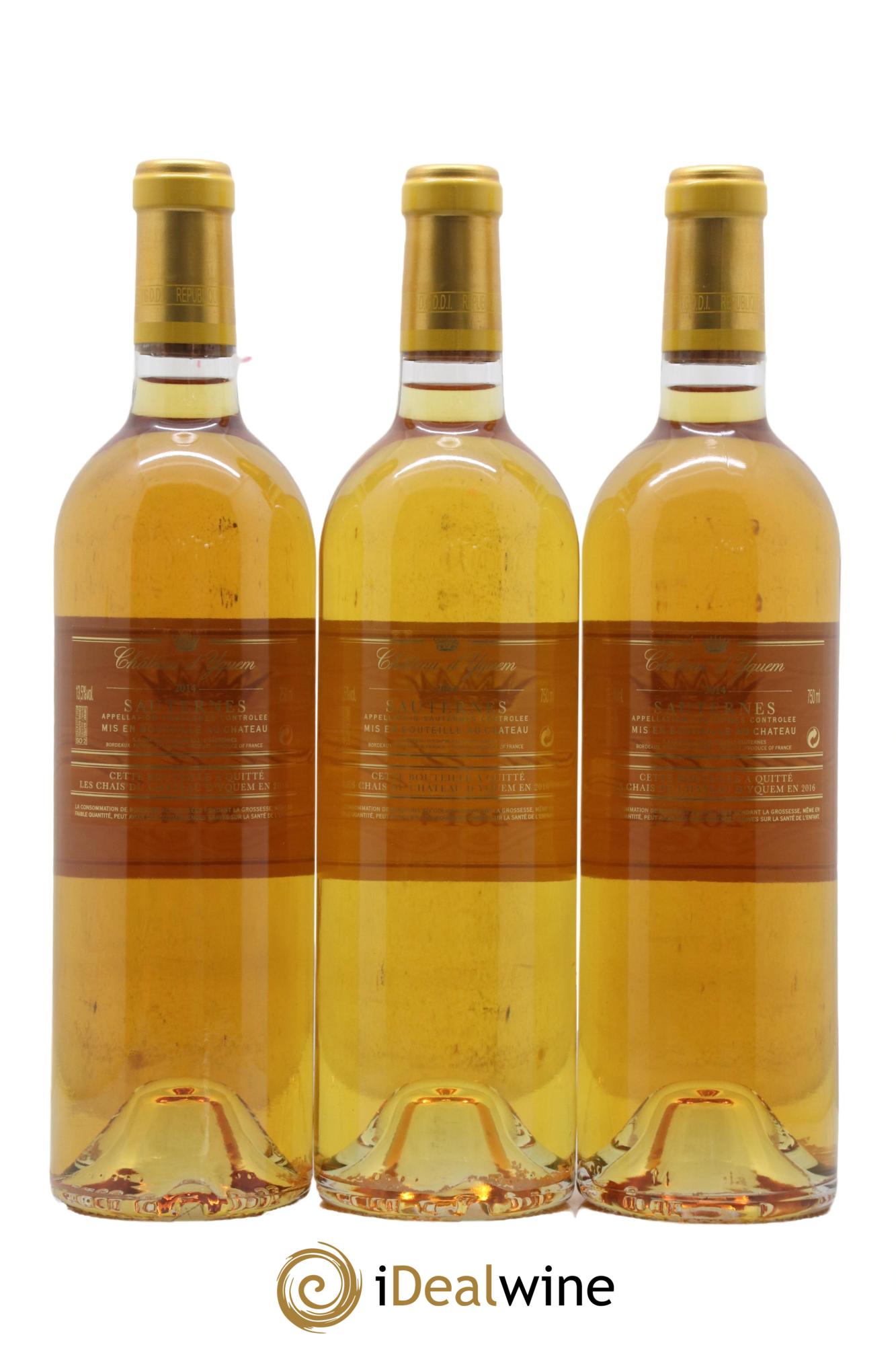 Château d' Yquem 1er Cru Classé Supérieur 2014 - Lot de 3 bouteilles - 1
