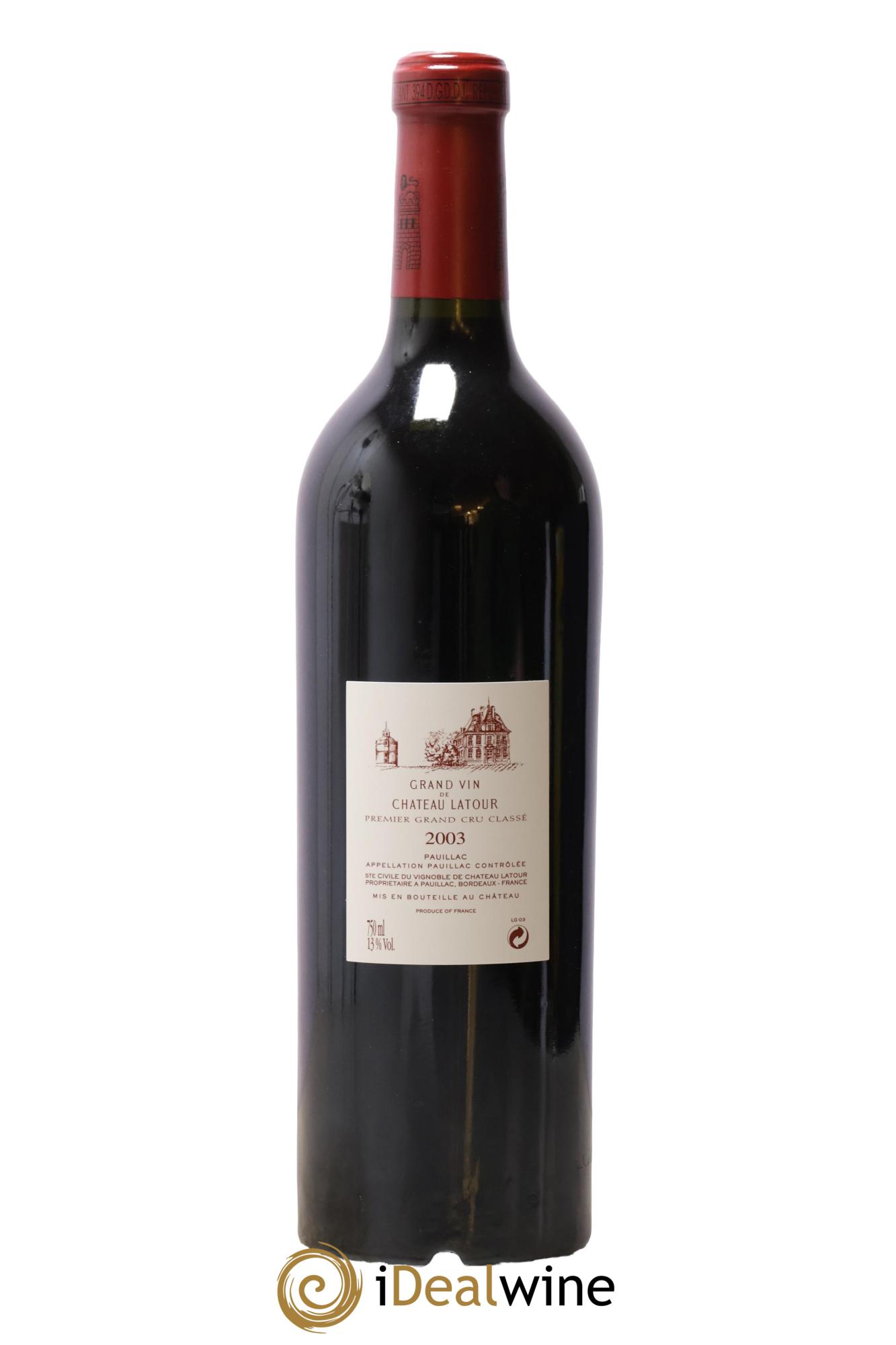 Château Latour 1er Grand Cru Classé 2003 - Lot de 1 bouteille - 1