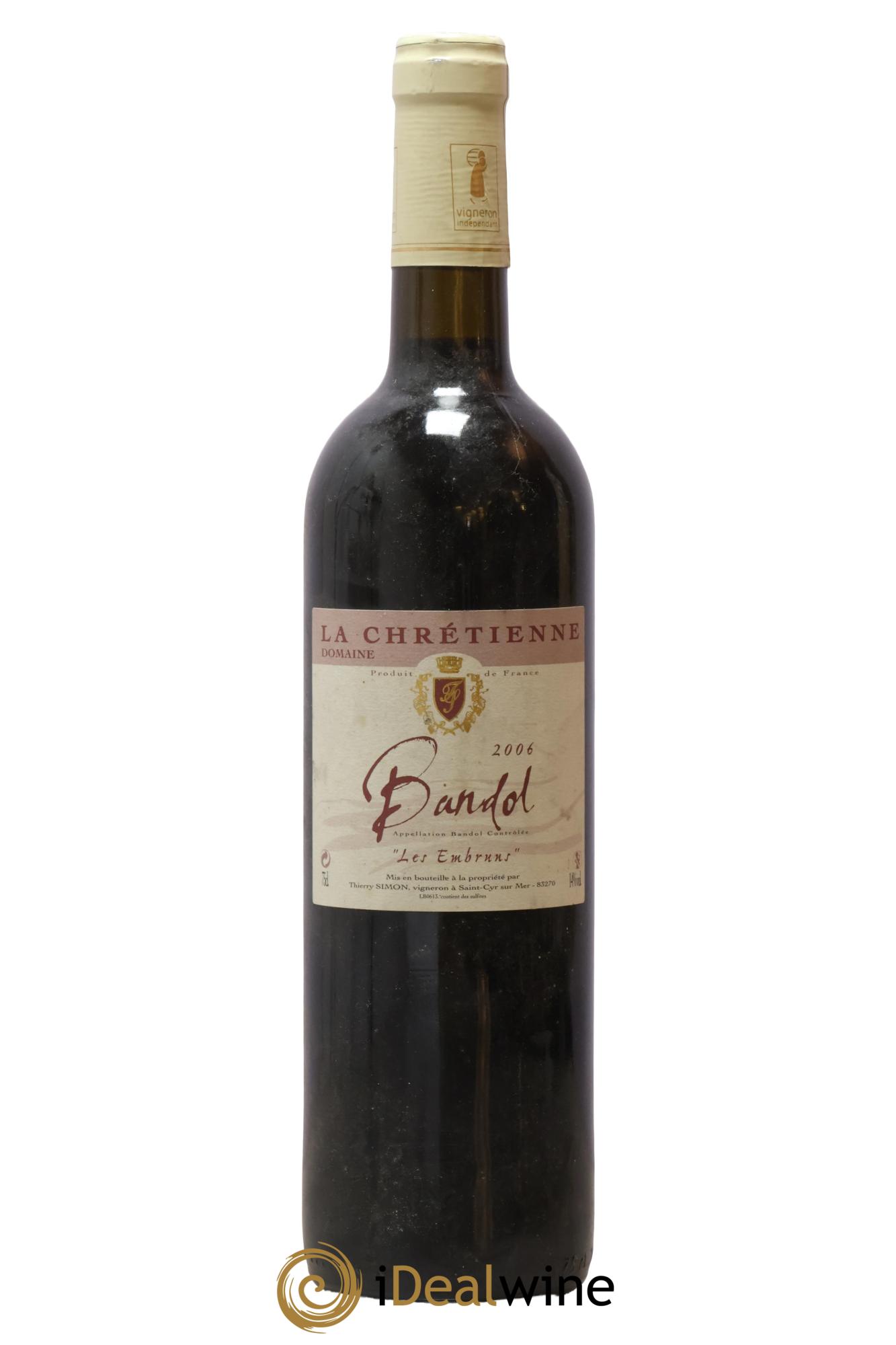 Bandol Les Embruns Domaine La Chrétienne Thierry Simon 2006 - Lot de 1 bouteille - 0