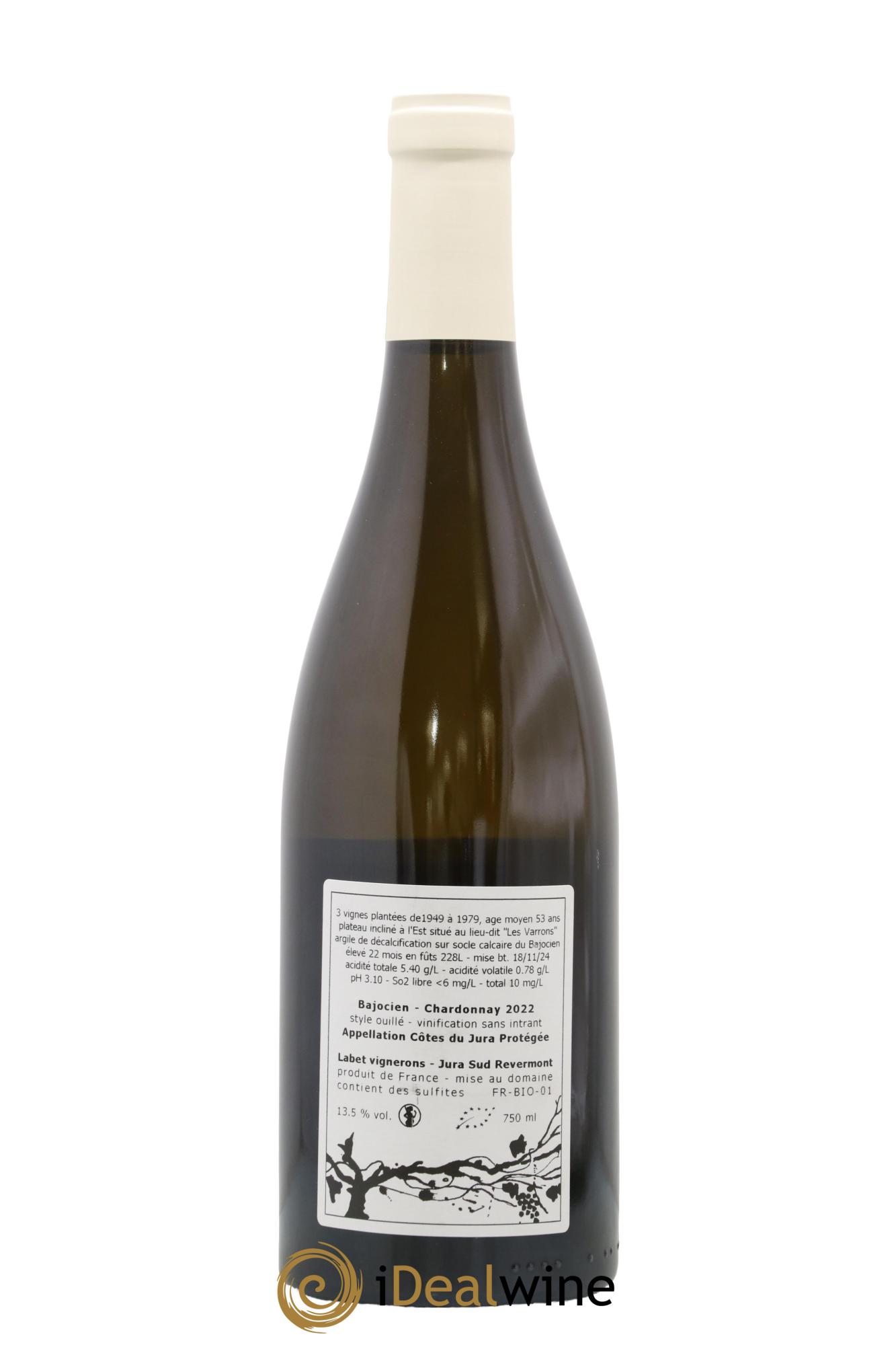 Côtes du Jura Chardonnay Bajocien Romain - Julien  - Charline Labet 2022 - Lot de 1 bouteille - 1