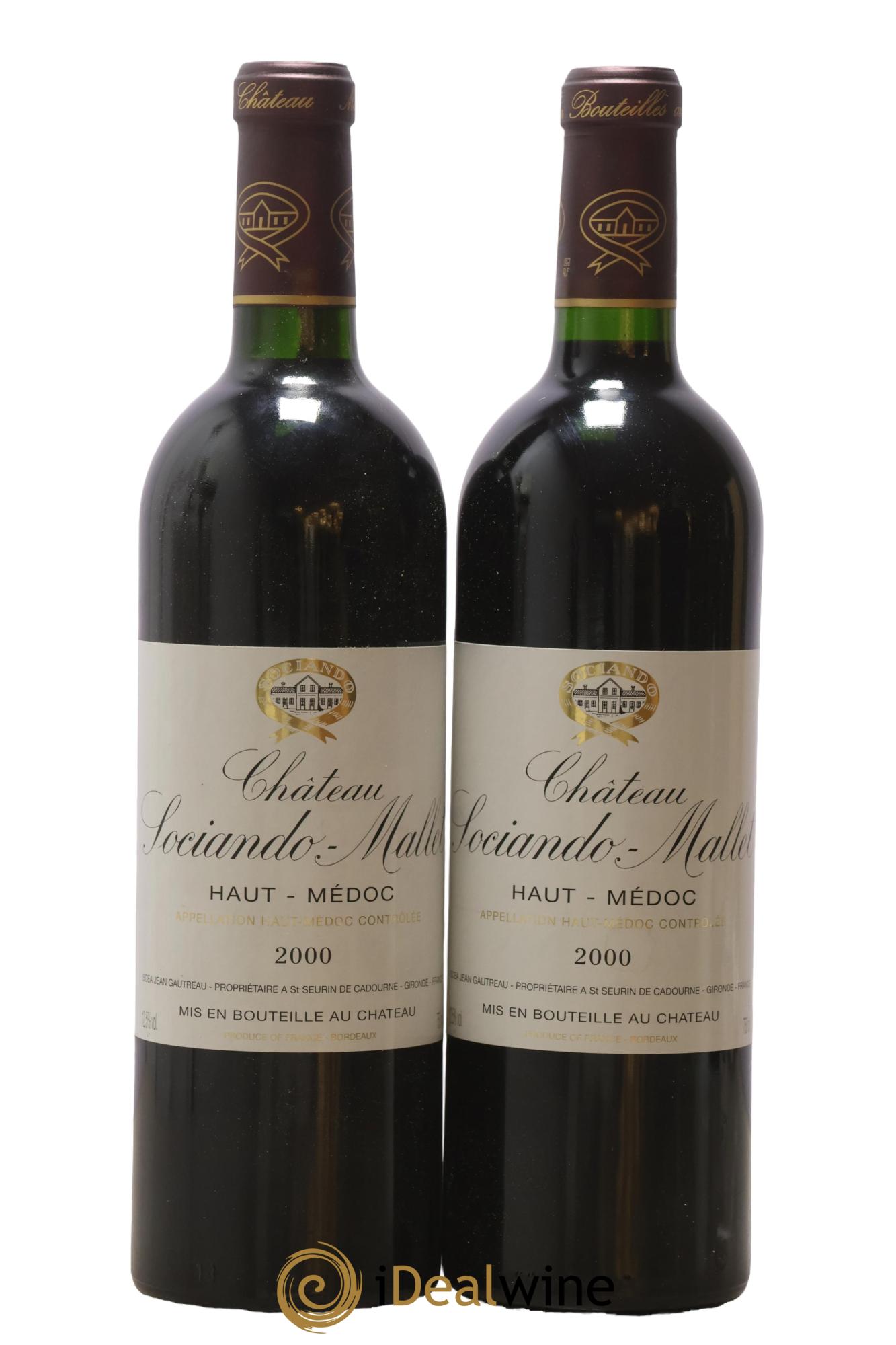 Château Sociando Mallet 2000 - Lot de 2 bouteilles - 0