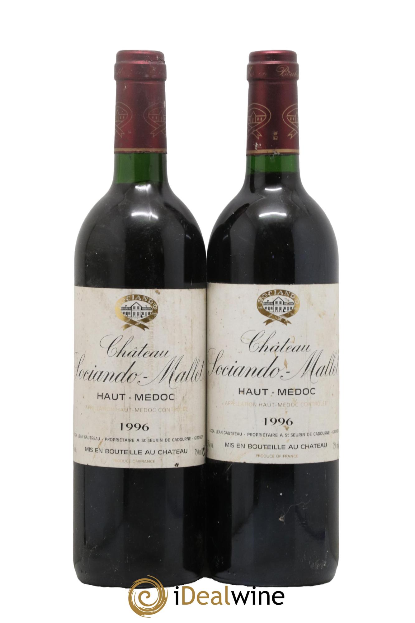 Château Sociando Mallet 1996 - Lot de 2 bouteilles - 0