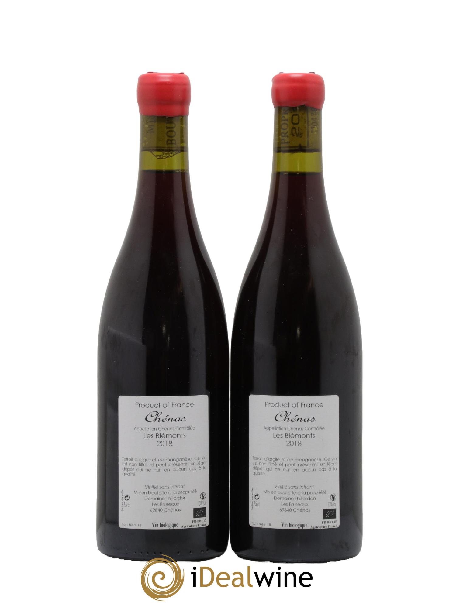 Chénas Les Blémonts Domaine Thillardon 2018 - Lot de 2 bouteilles - 1