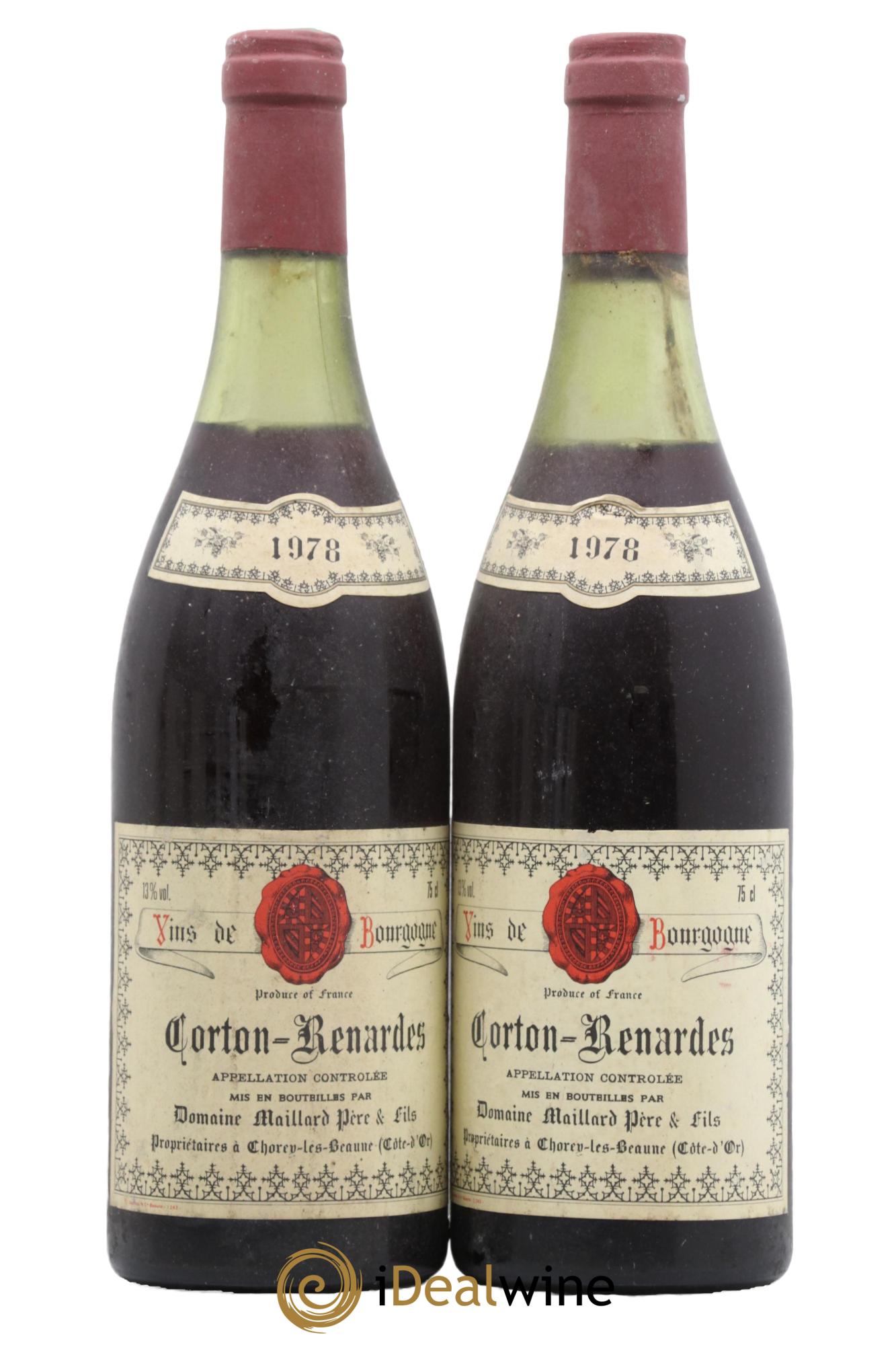 Corton Grand Cru Les Renardes Maillard et Fils (Domaine) 1978 - Lotto di 2 bottiglie - 0