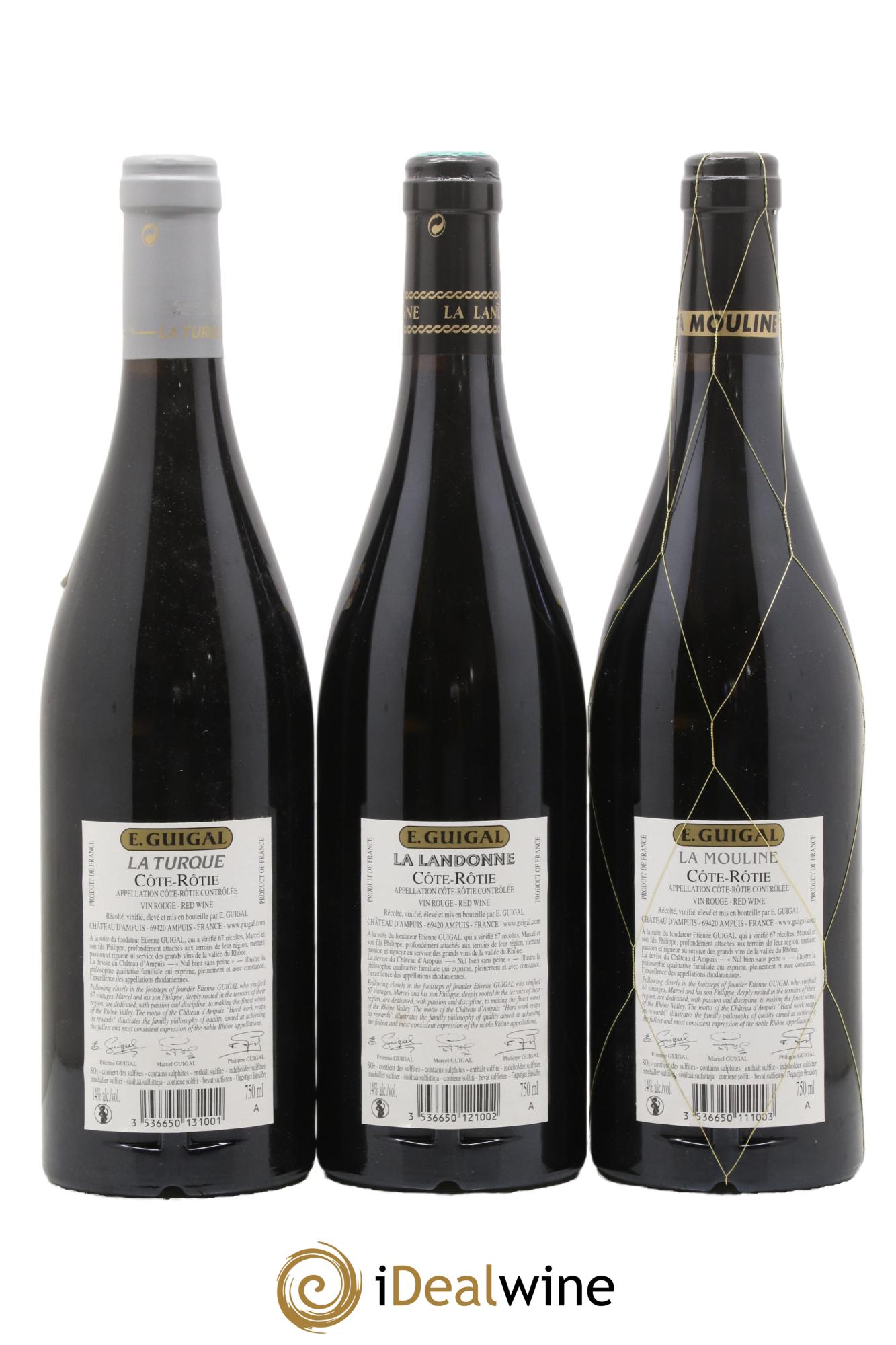 Côte-Rôtie Guigal Trilogie La Turque - La Landonne - La Mouline 2015 - Lot of 3 bottles - 1