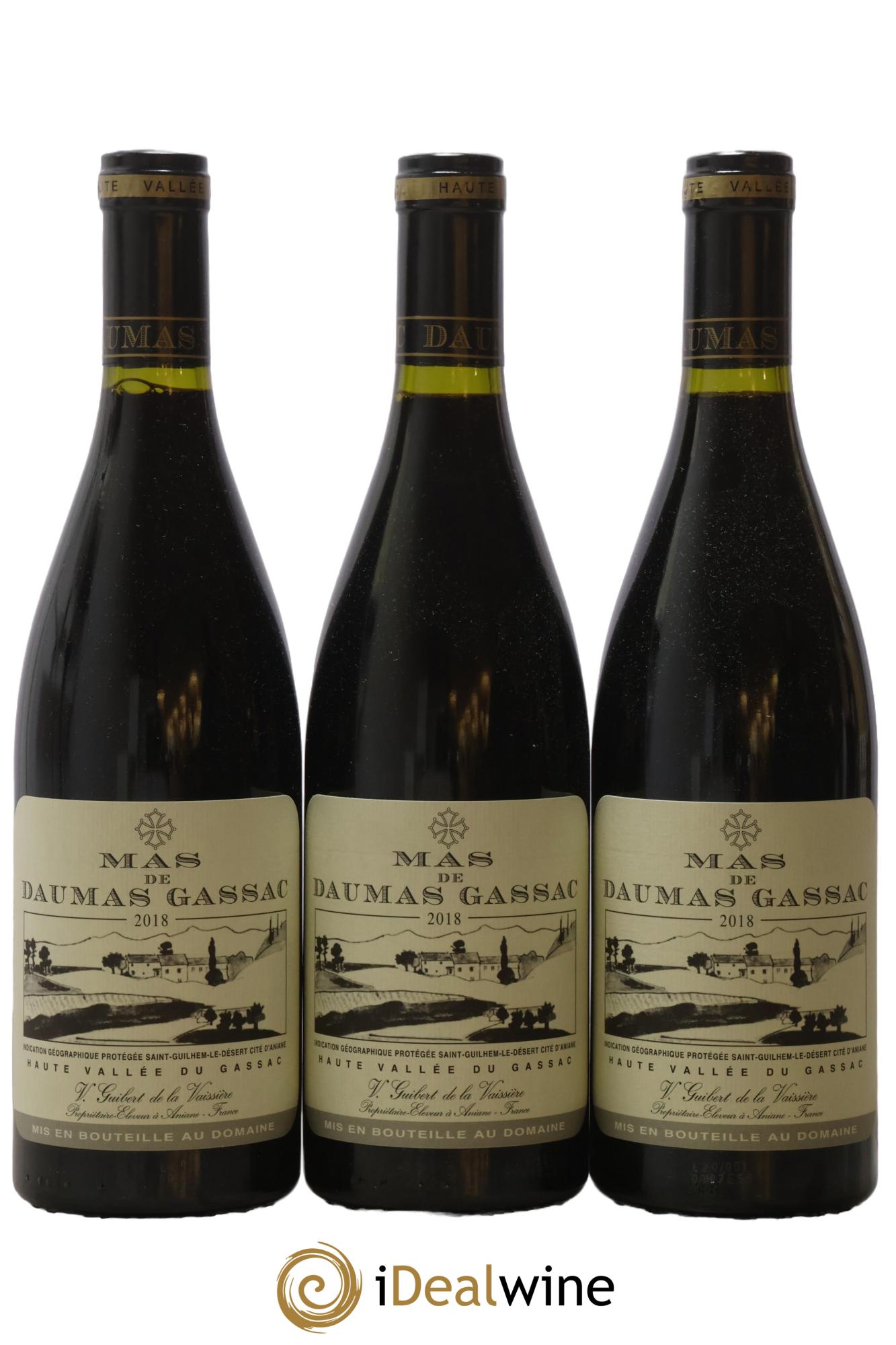 IGP St Guilhem-le-Désert - Cité d'Aniane Mas Daumas Gassac Famille Guibert de La Vaissière 2018 - Lot of 3 bottles - 0