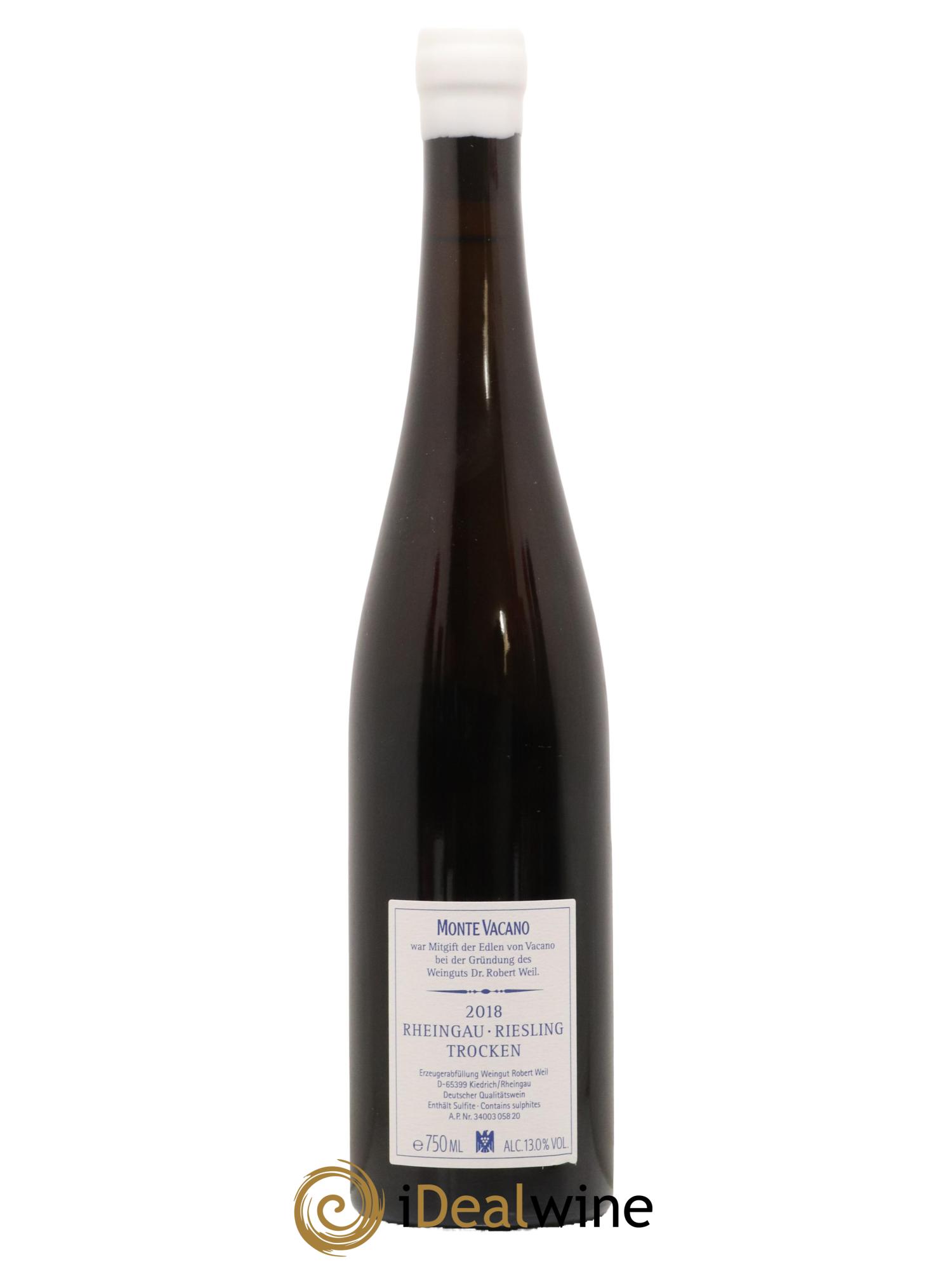 Allemagne Rheingau Riesling Kiedricher Grafenberg Monte Vacano Weingut Robert Weil 2018 - Posten von 1 Flasche - 2