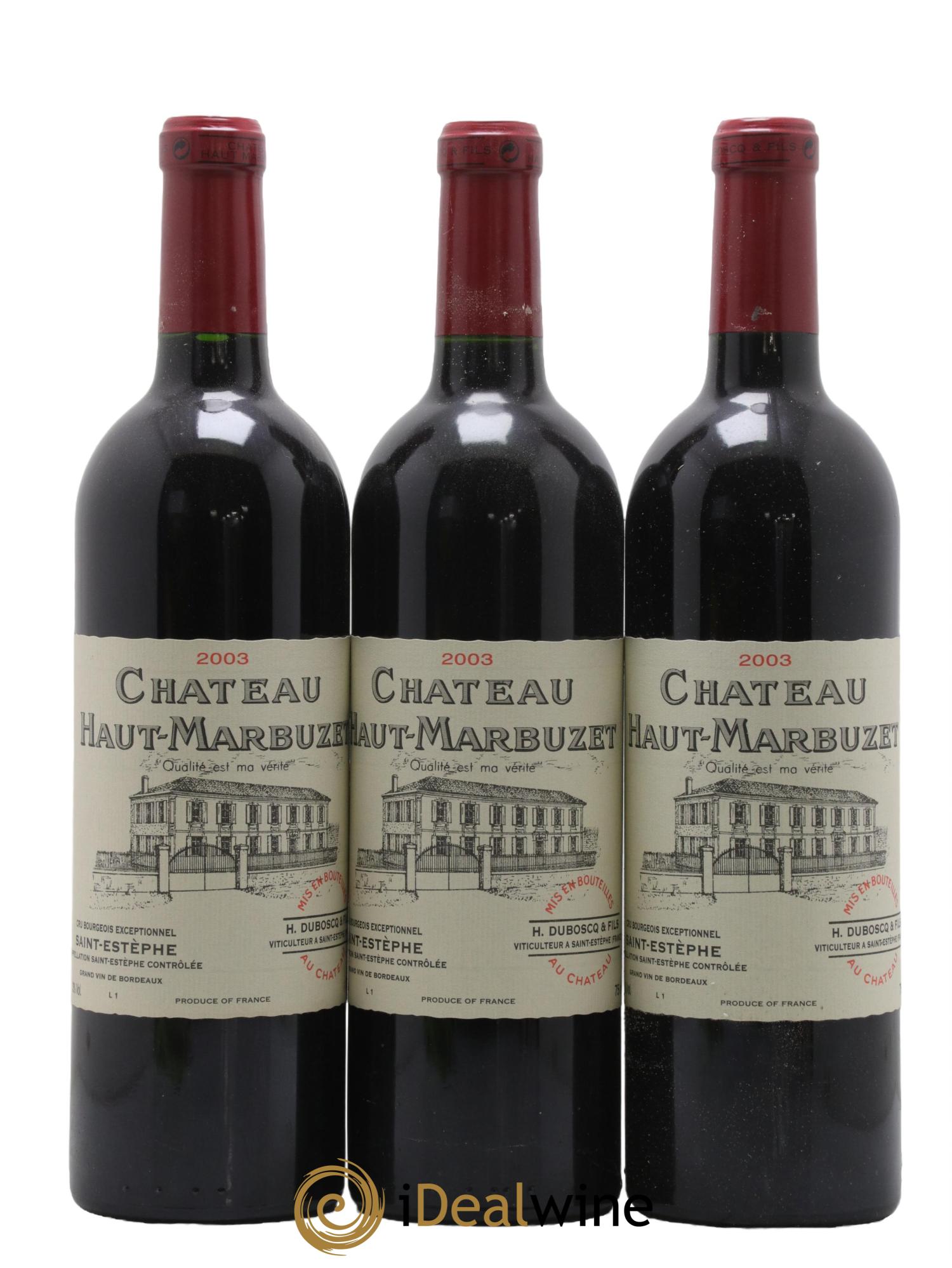 Château Haut Marbuzet 2003 - Lot de 3 bouteilles - 0