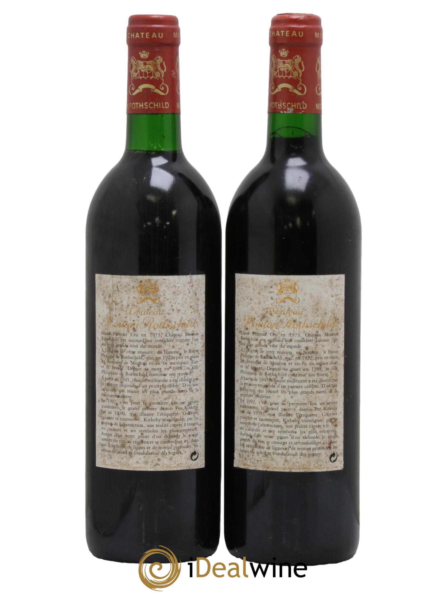Château Mouton Rothschild 1er Grand Cru Classé  1992 - Lot of 2 bottles - 1