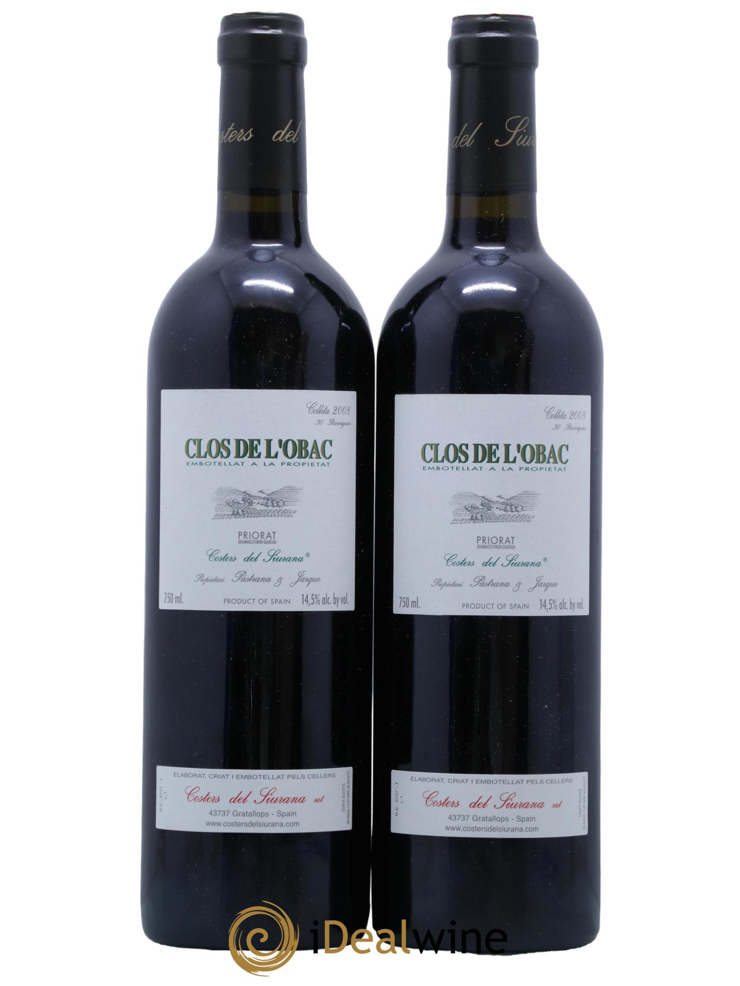 Priorat DOCA Costers Del Siurana Clos de L'Obac 2008 - Lot de 2 bouteilles - 0