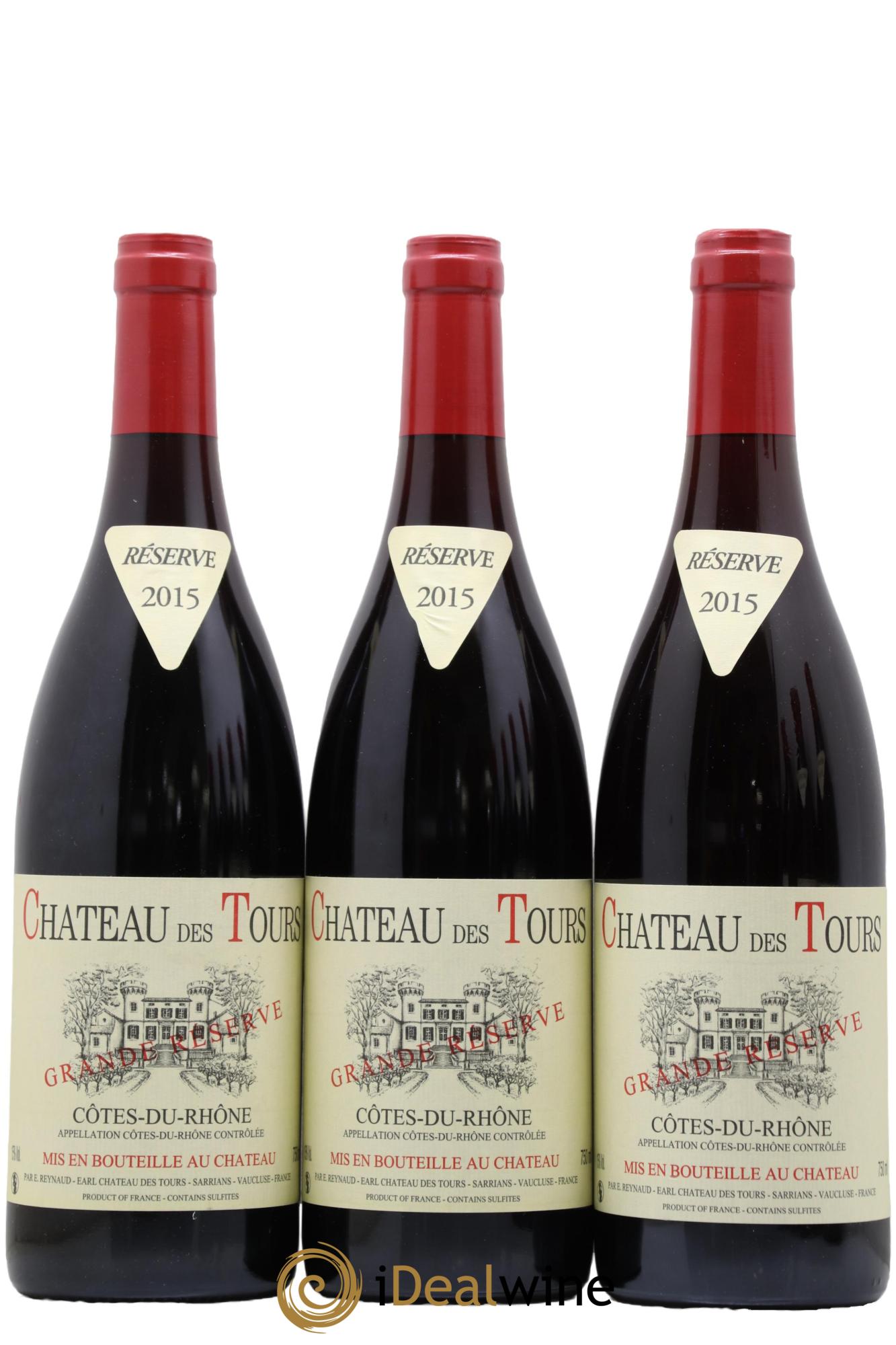 Côtes-du-Rhône Château des Tours Grande Réserve Emmanuel Reynaud 2015 - Lot de 3 bouteilles - 0