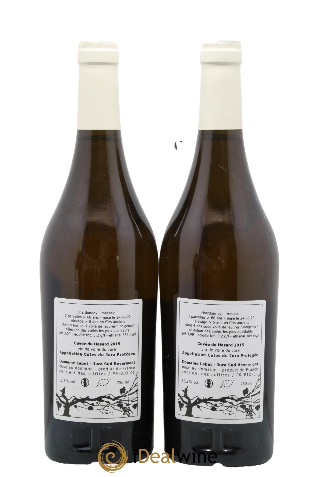 Côtes du Jura Vin de voile Chardonnay du Hasard Romain - Julien - Charline Labet 2015 - Lot de 2 bouteilles - 1