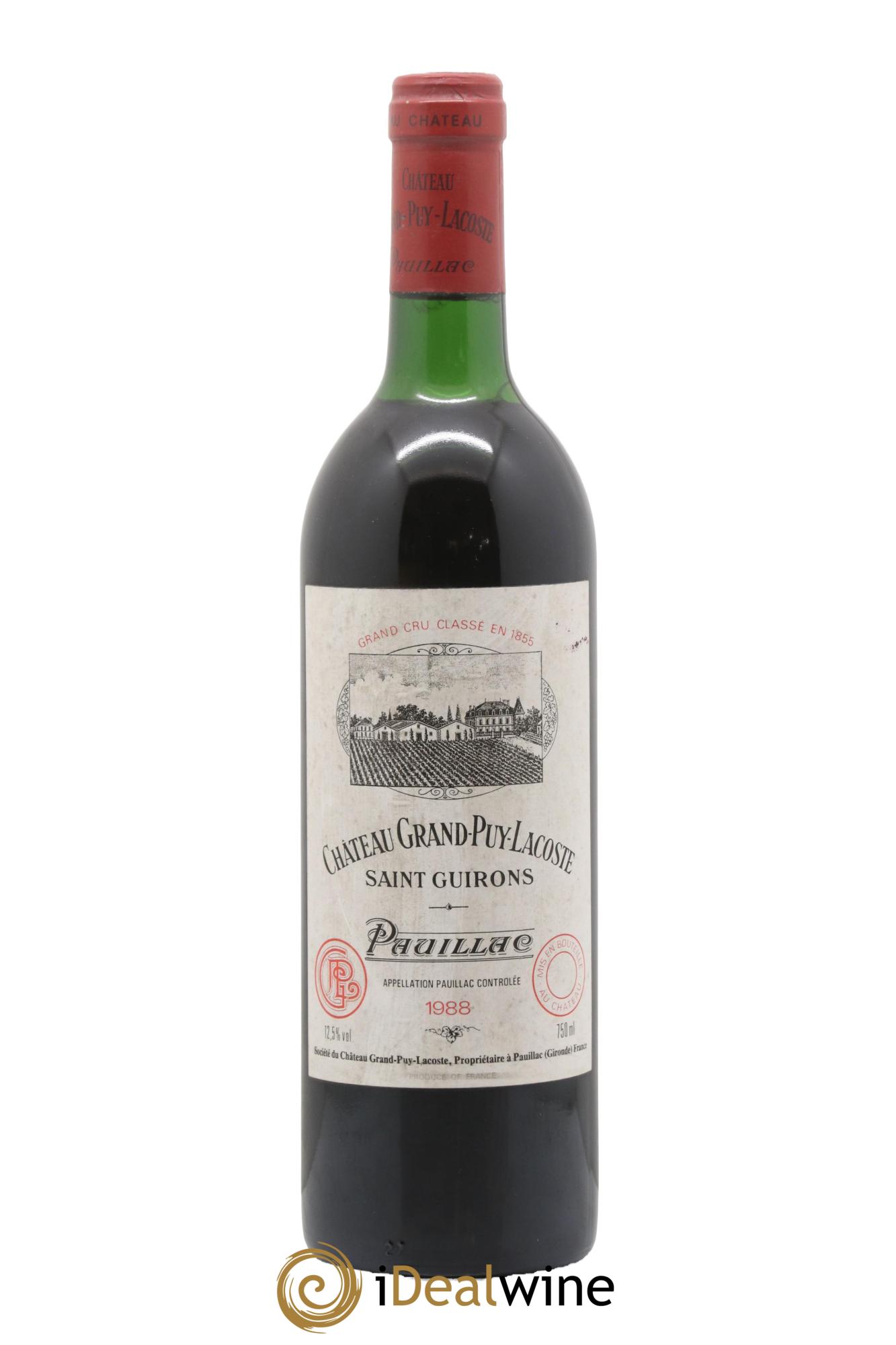 Château Grand Puy Lacoste 5ème Grand Cru Classé 1988 - Posten von 1 Flasche - 0