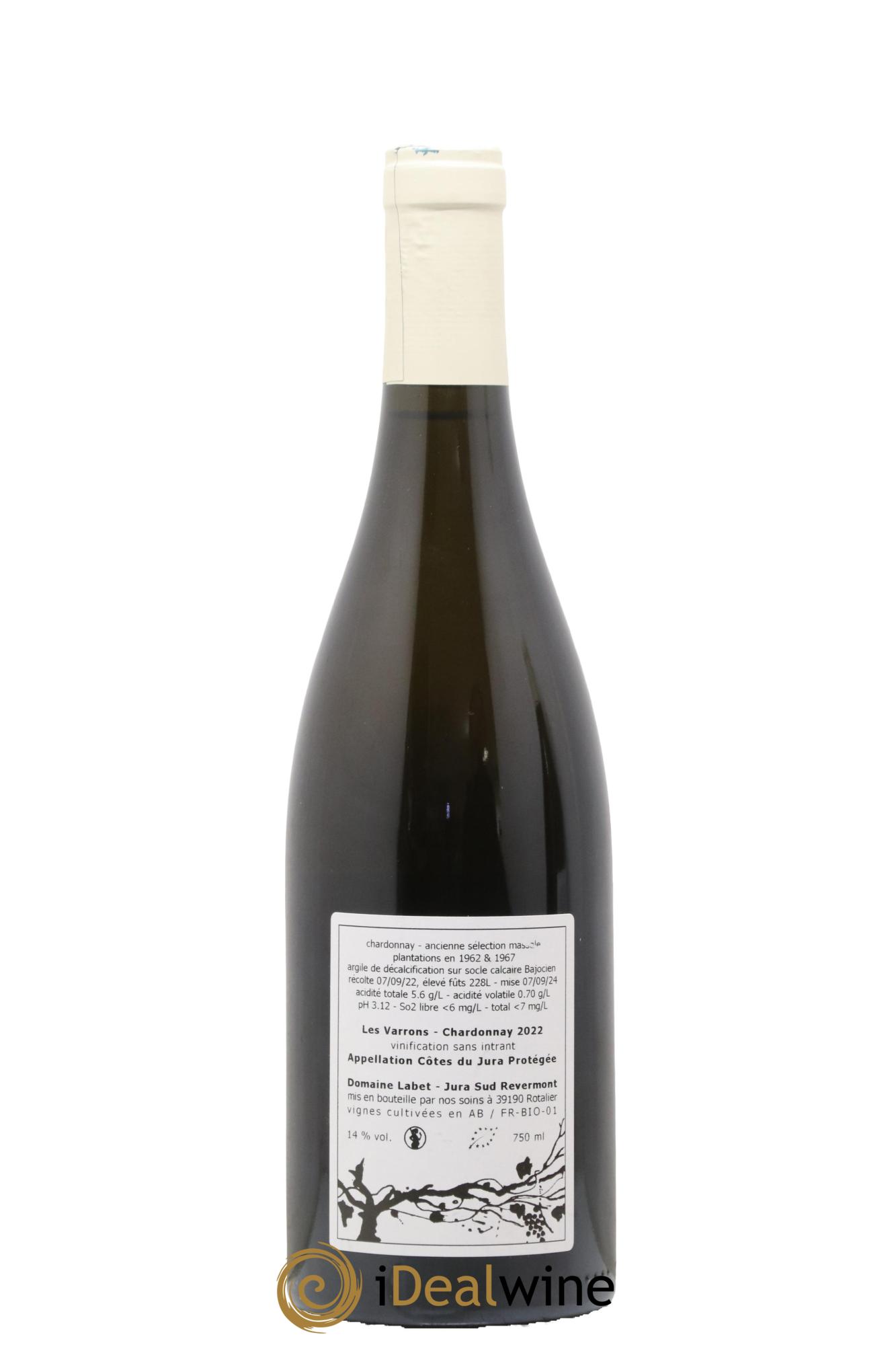 Côtes du Jura Chardonnay Les Varrons Romain - Julien  - Charline Labet 2022 - Lot de 1 bouteille - 1