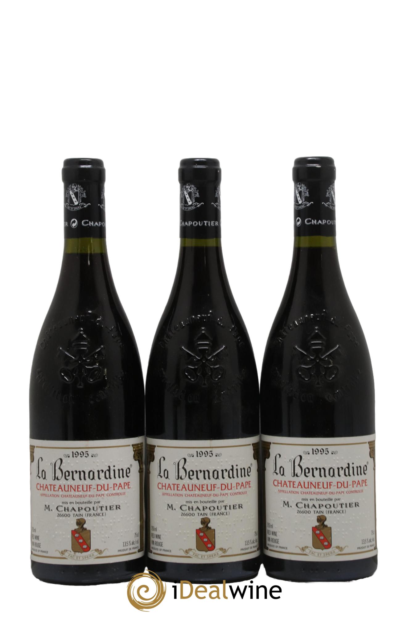 Châteauneuf-du-Pape La Bernardine Chapoutier 1995 - Lot de 3 bouteilles - 0