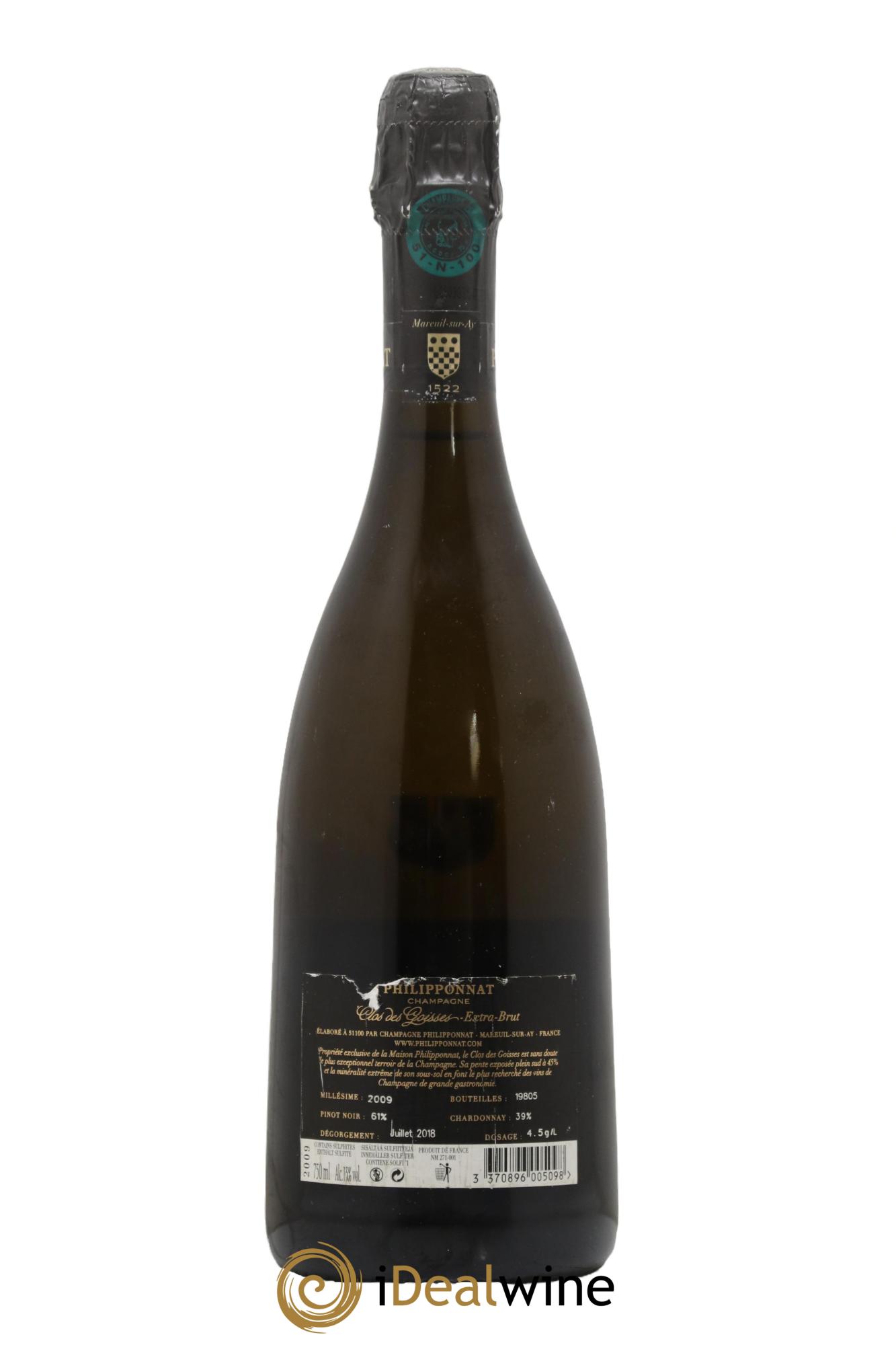 Clos des Goisses Philipponnat 2009 - Posten von 1 Flasche - 1
