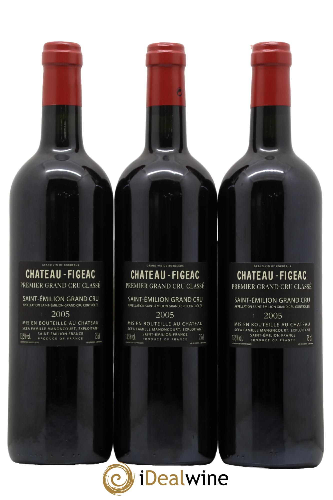 Château Figeac 1er Grand Cru Classé A 2005 - Lot de 3 bouteilles - 1