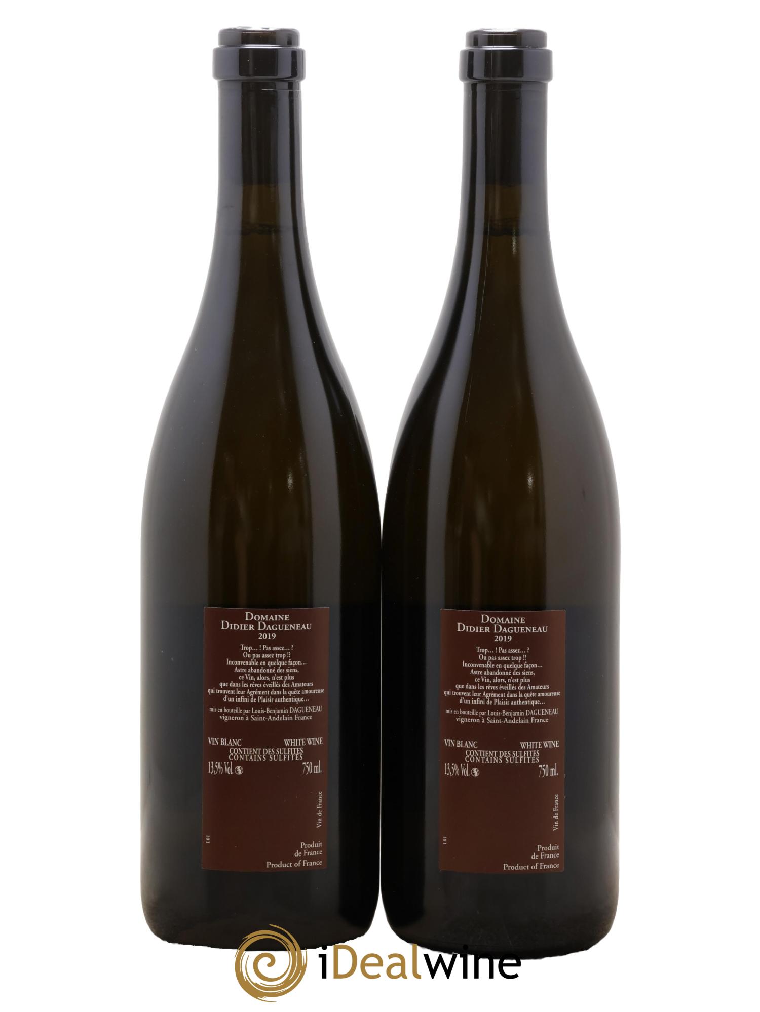 Vin de France (anciennement Pouilly-Fumé) Pur Sang Dagueneau (Domaine Didier - Louis-Benjamin) 2019 - Lot of 2 bottles - 1