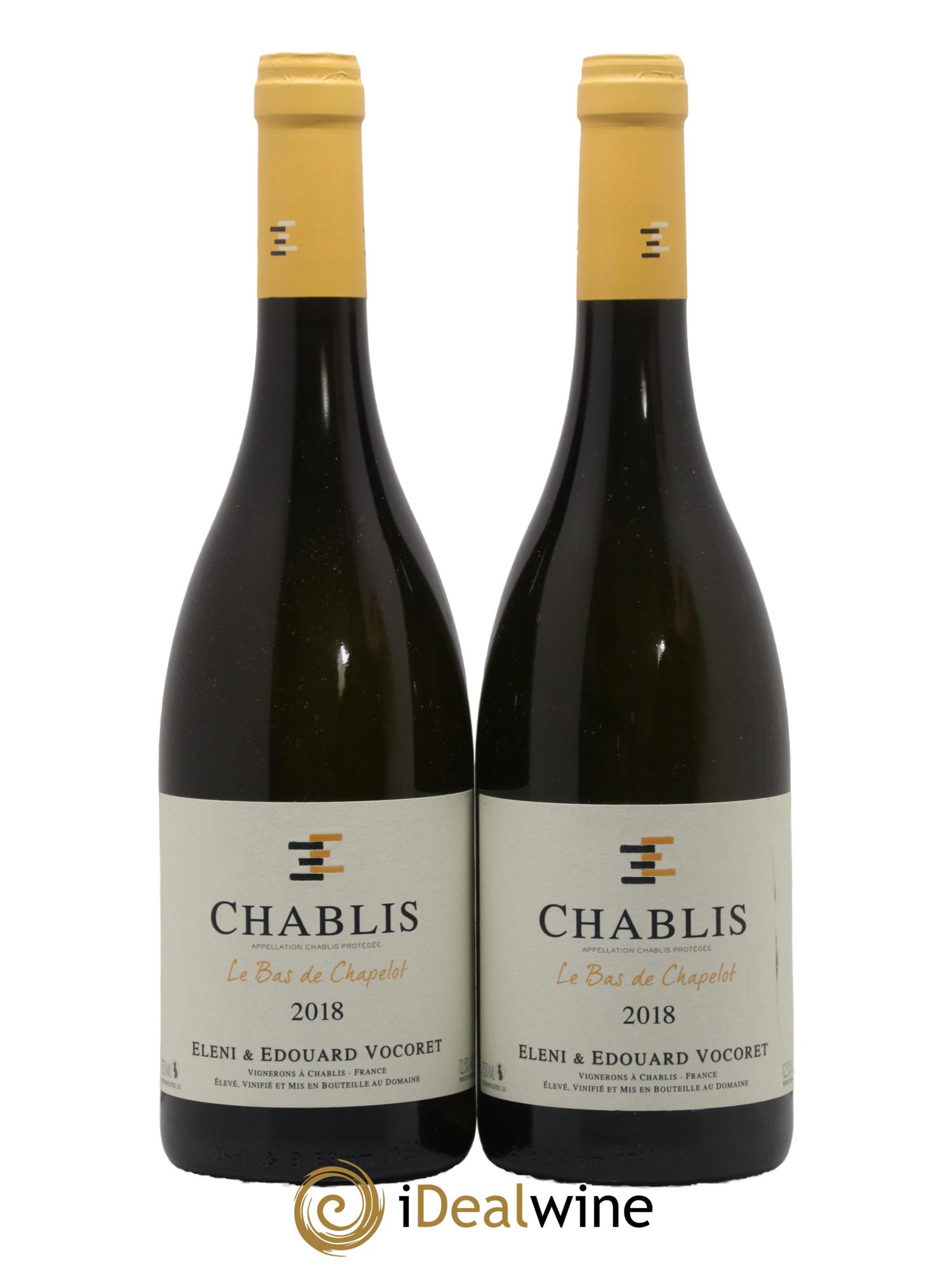 Chablis Bas de Chapelot Domaine Eleni et Edouard Vocoret & Fils 2018 - Lot de 2 bouteilles - 0