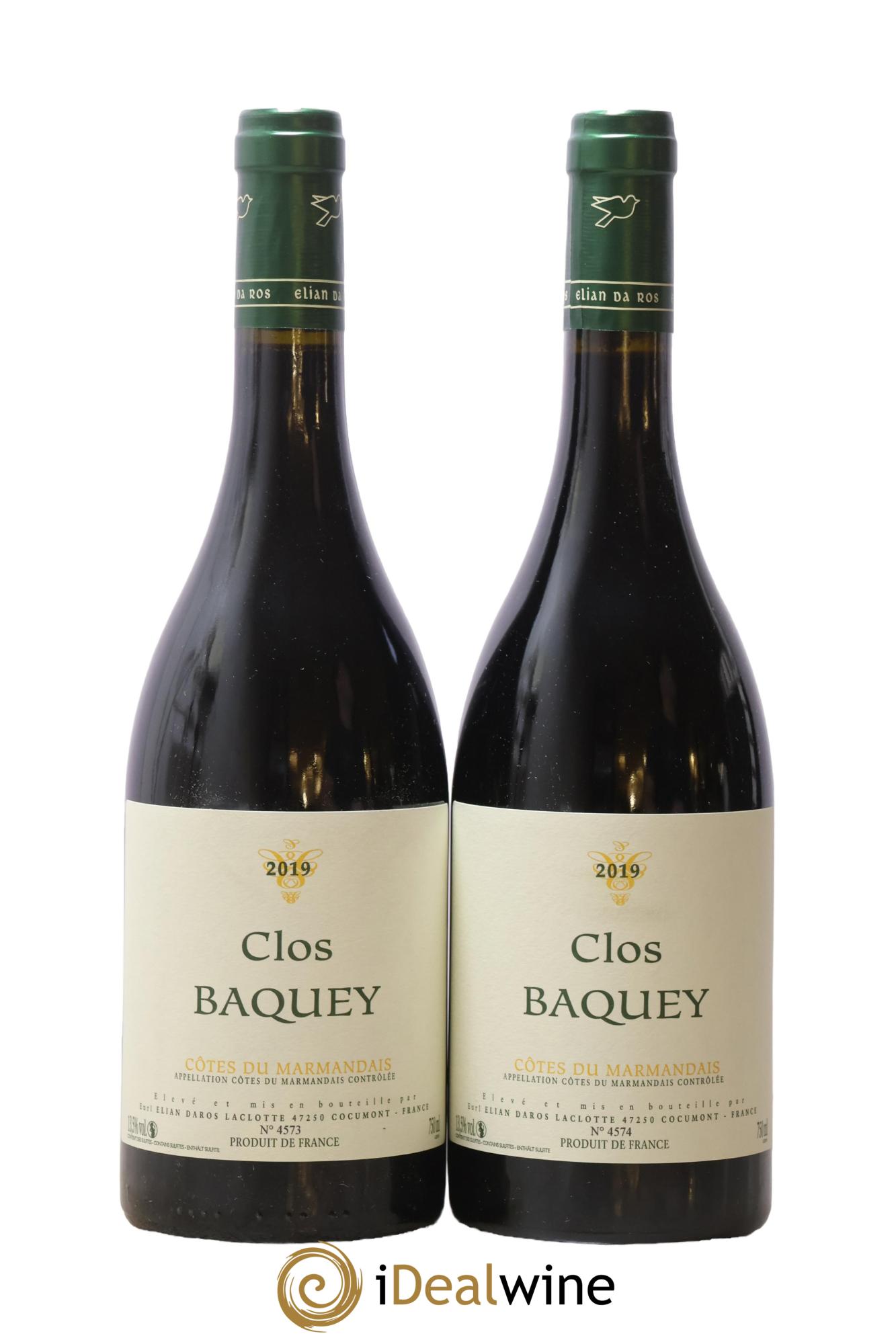 Côtes du Marmandais Clos Baquey Elian Da Ros (Domaine) 2019 - Lot of 2 bottles - 0