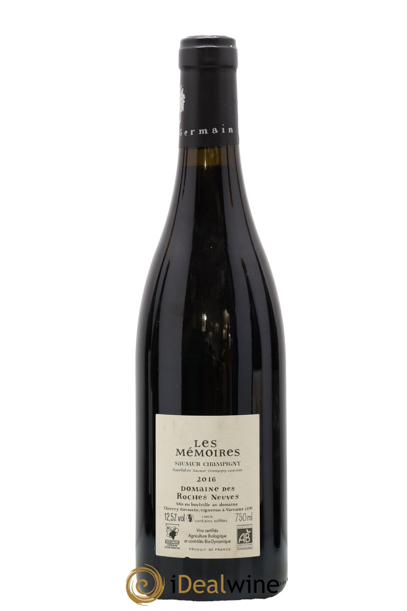 Saumur-Champigny Les Mémoires Domaine des Roches Neuves - Thierry Germain 2016 - Lot de 1 bouteille - 1