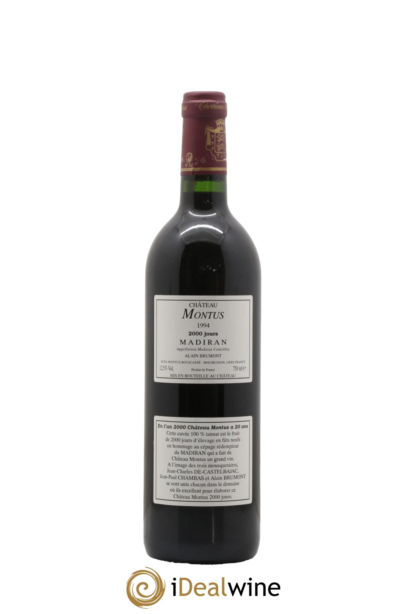 Madiran 2000 jours Château Montus 1994 - Lot de 1 bouteille - 2