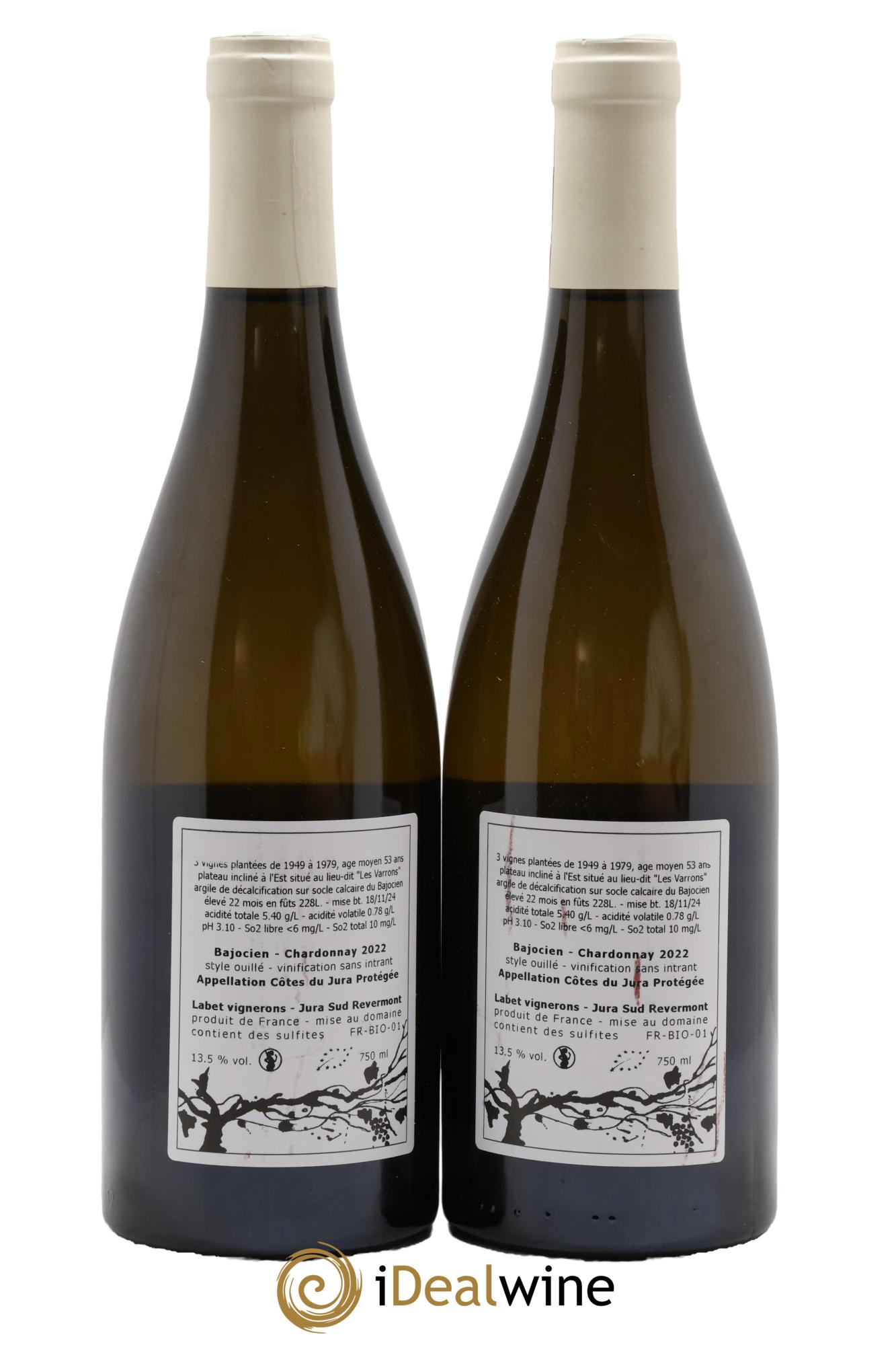 Côtes du Jura Chardonnay Bajocien Romain - Julien - Charline Labet 2022 - Lot de 2 bouteilles - 1
