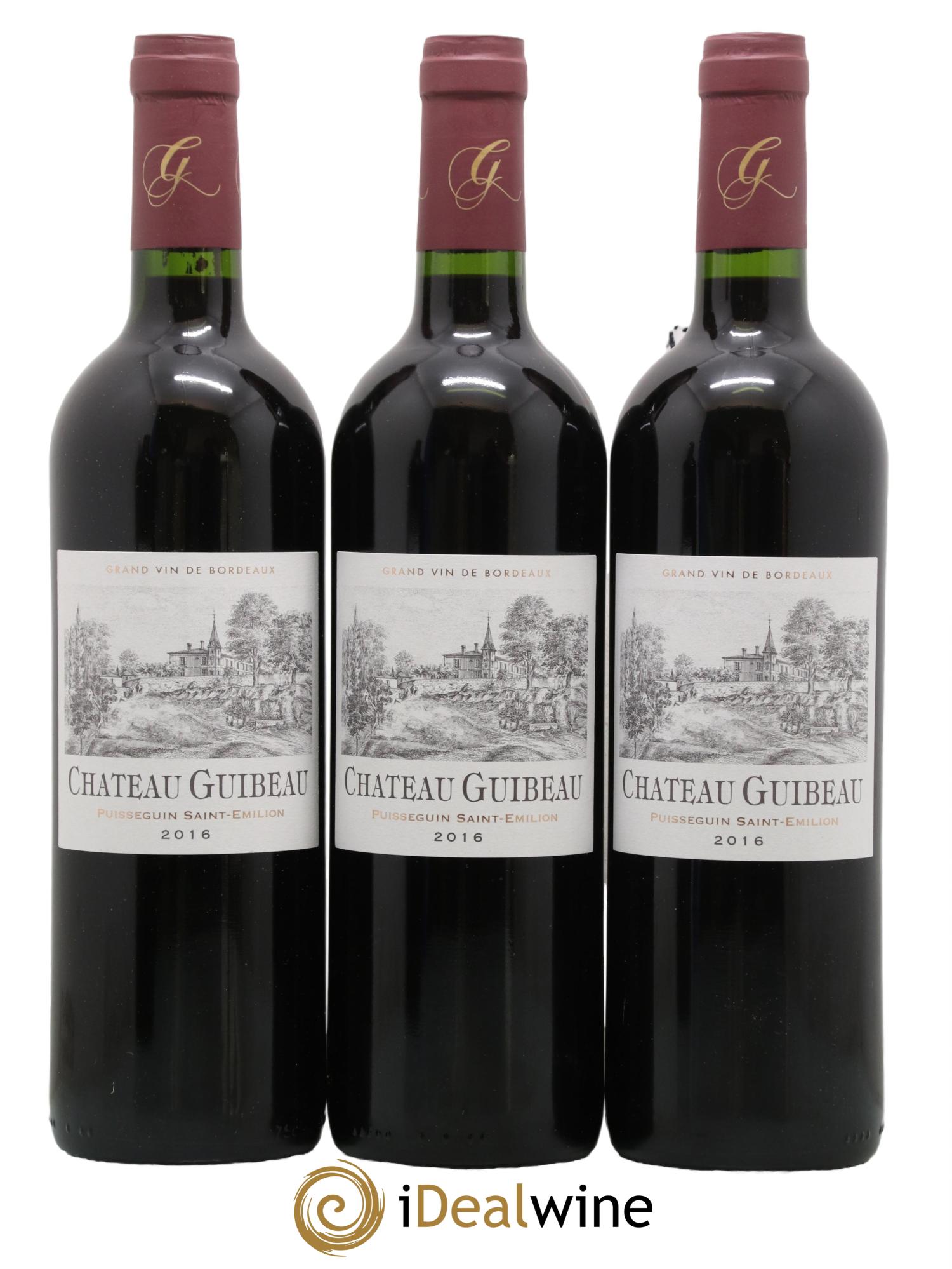Puisseguin Saint-Émilion Chateau Guibeau 2016 - Lot de 3 bouteilles - 0