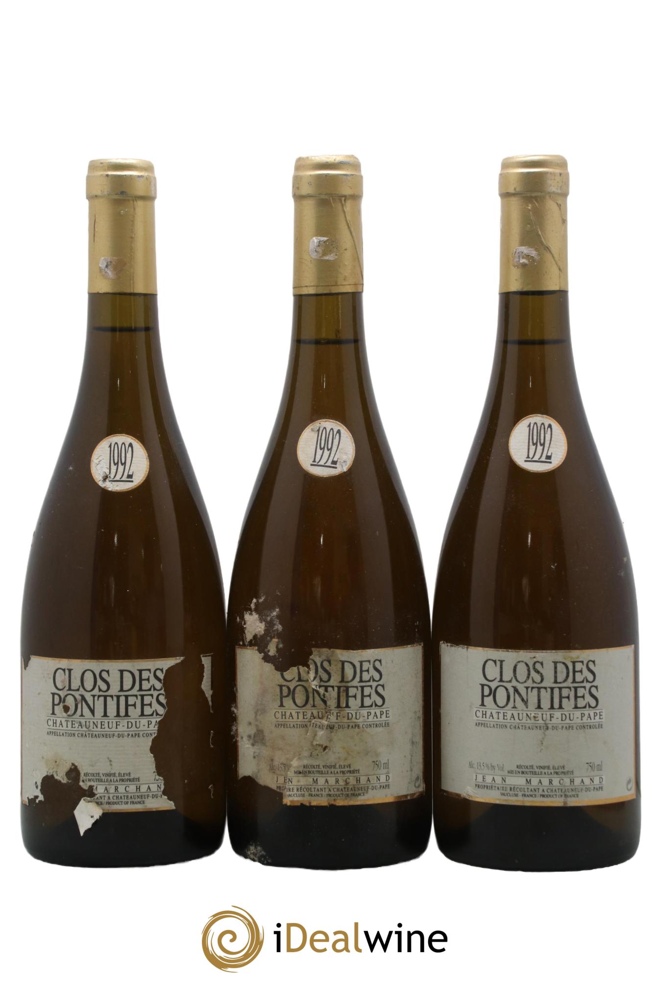 Châteauneuf-du-Pape Clos Des Pontifes Jean Marchand 1992 - Posten von 3 Flaschen - 0