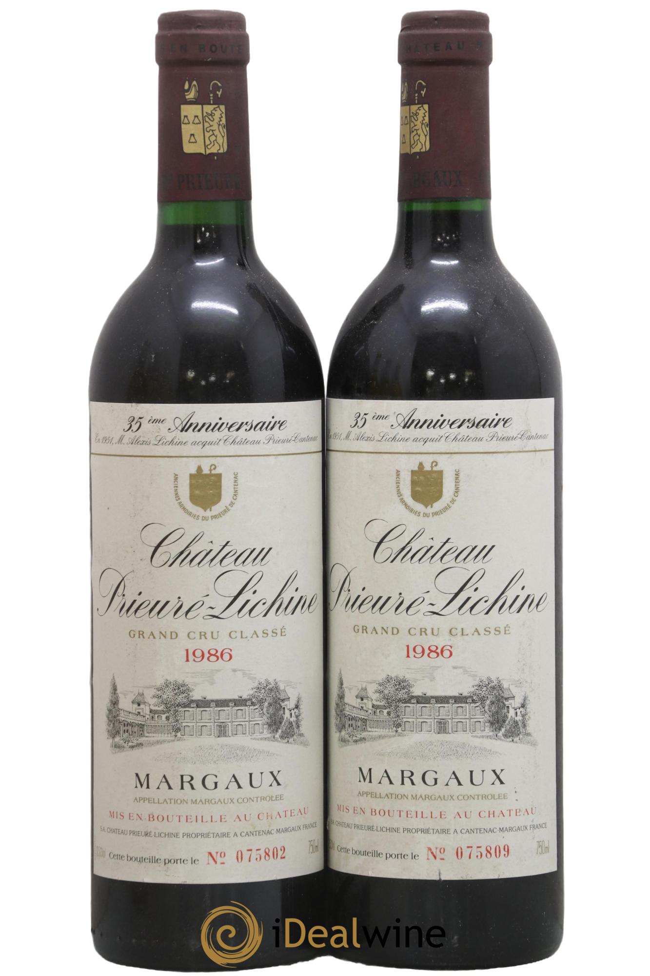 Château Prieuré Lichine 4ème Grand Cru Classé 1986 - Lot de 2 bouteilles - 0