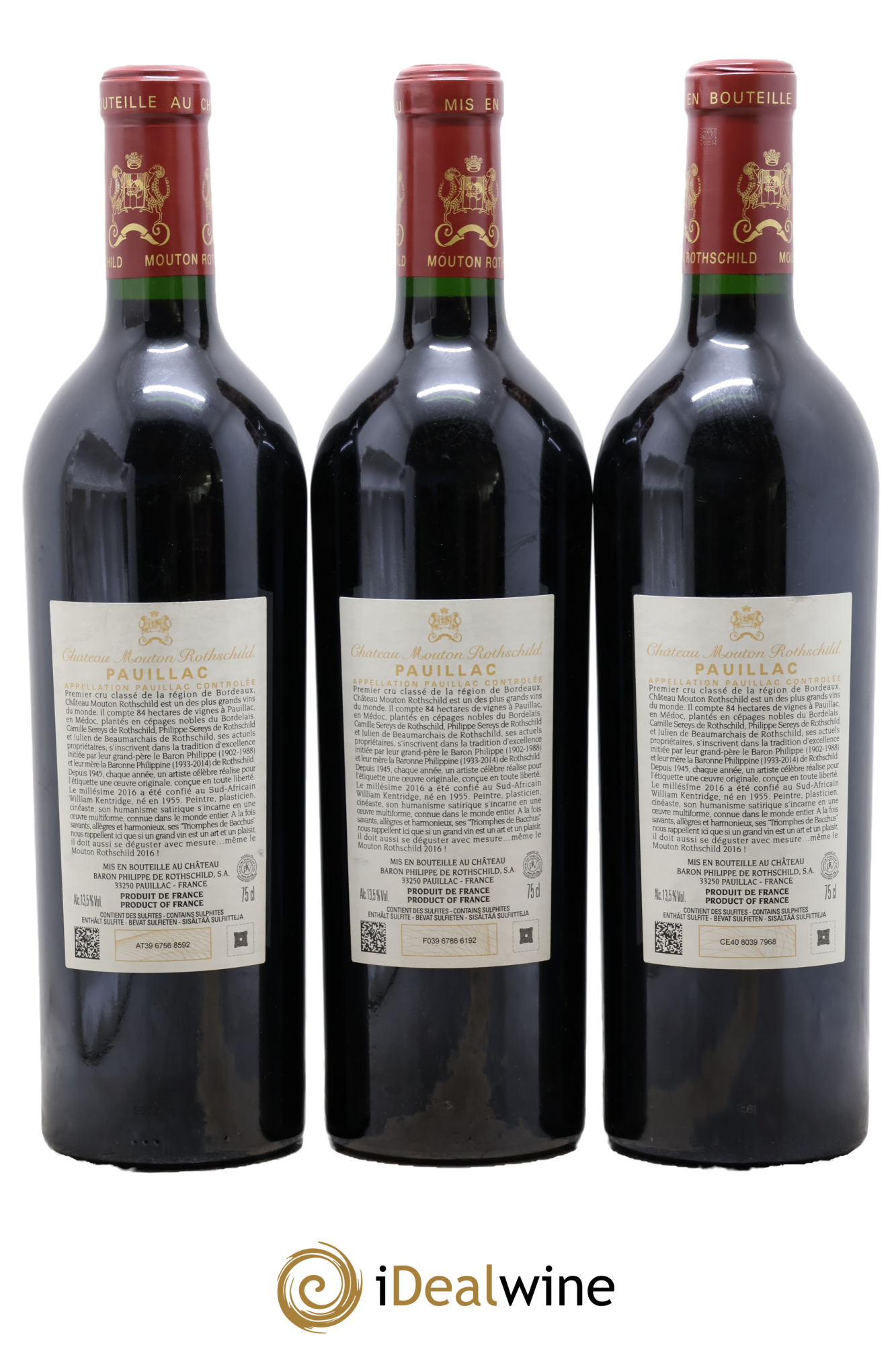 Château Mouton Rothschild 1er Grand Cru Classé 2016 - Lot de 3 bouteilles - 1