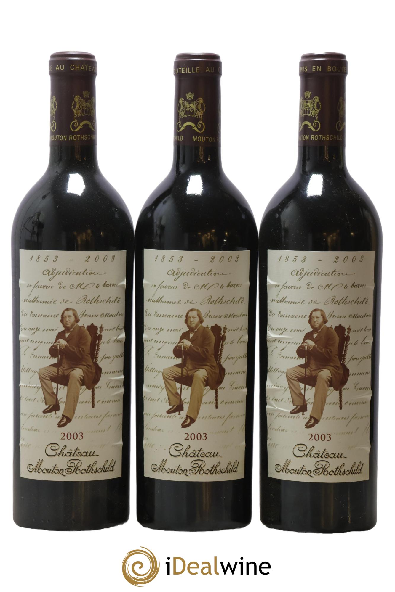 Château Mouton Rothschild 1er Grand Cru Classé 2003 - Lot de 3 bouteilles - 0